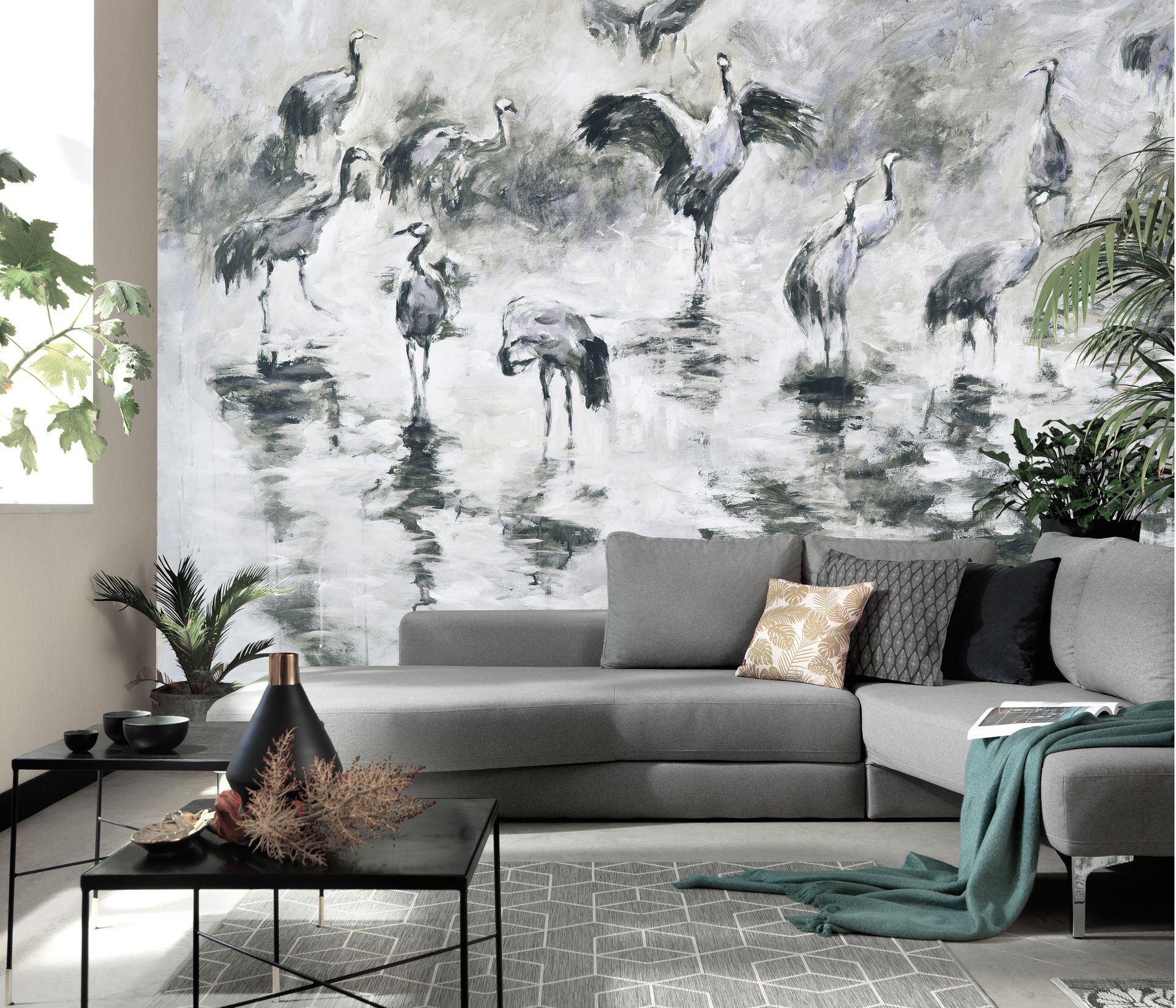 Vliestapete Aquarelloptik grau Erismann 222925
