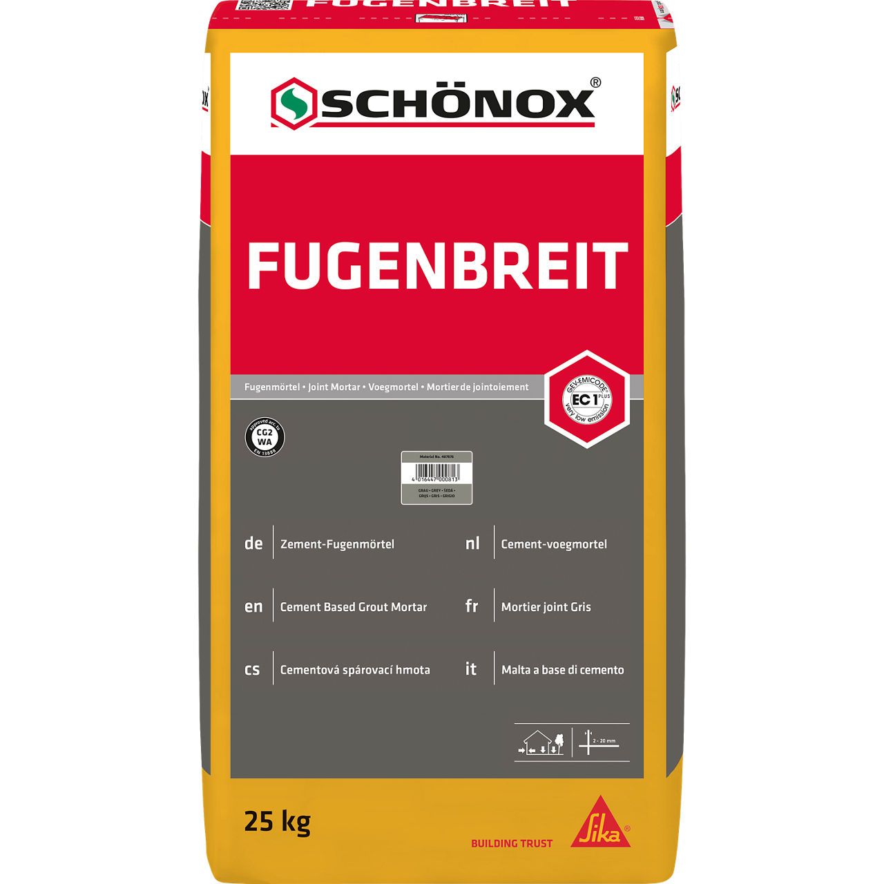 SCHÖNOX® FUGENBREIT Schlämmfähiger Breitfugenmörtel