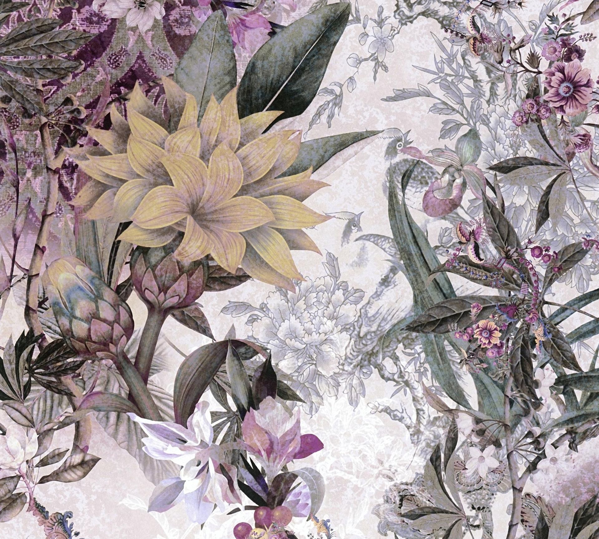 A.S. Création Dream Flowery, Florale Tapete, bunt, lila 381775