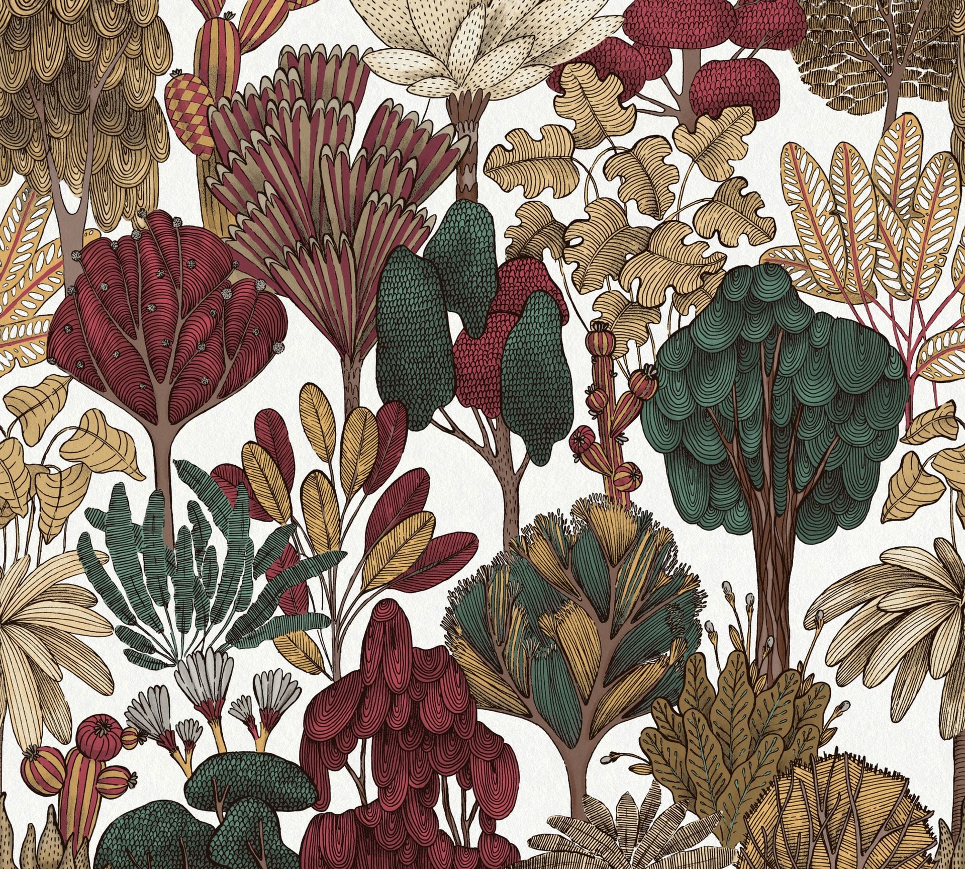 Architects Paper Floral Impression, Dschungeltapete, rot, beige 377577