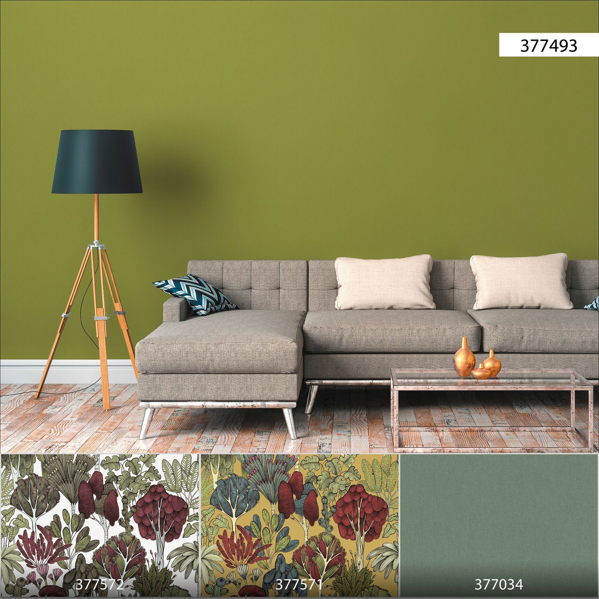 Architects Paper Floral Impression, Unis, grün, gelb 377493