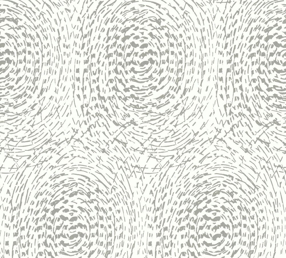 Architects Paper Alpha, Geometrische Tapete, silber, weiß 333732