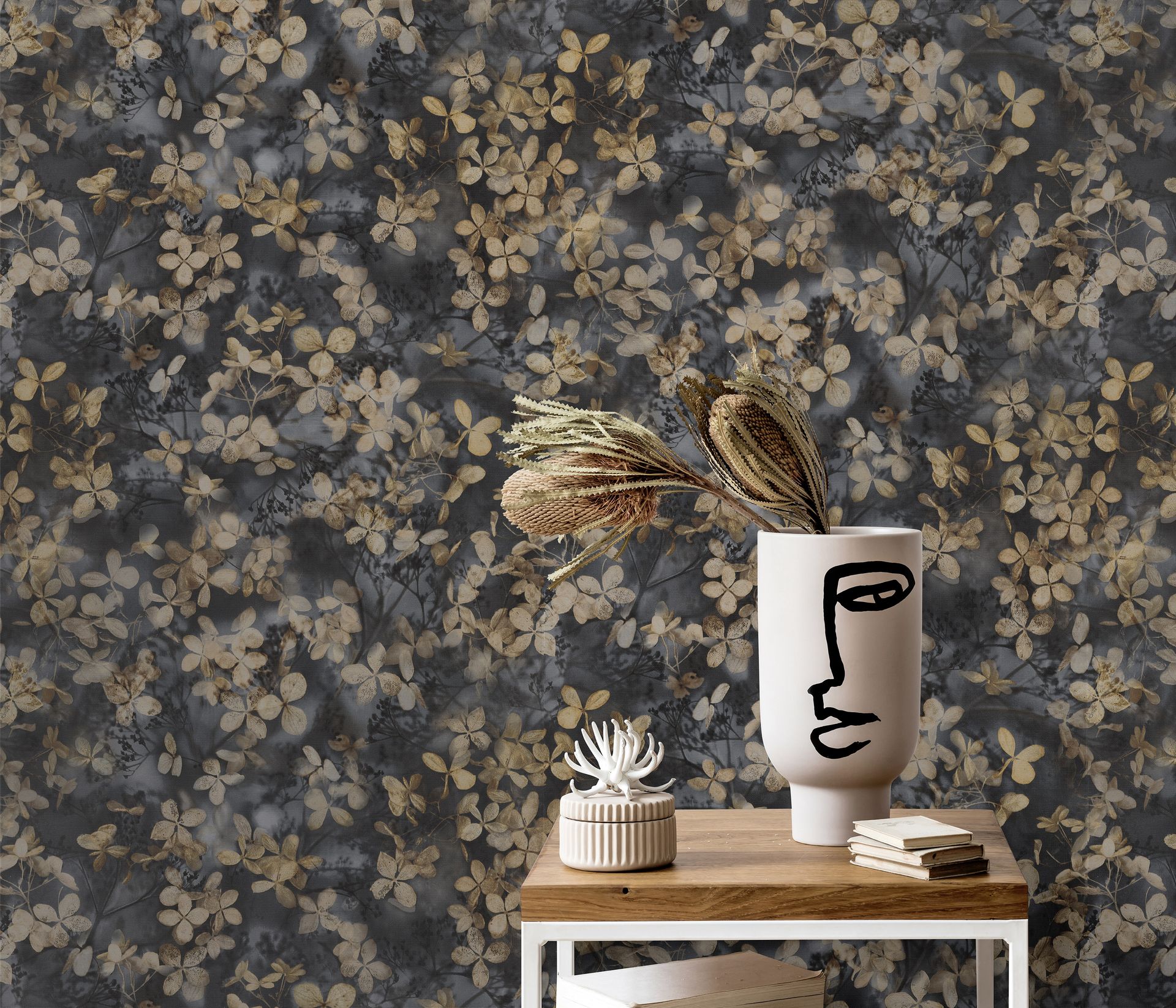 Vliestapete Blumenmotiv dunkelgrau Erismann 1041515 Vliestapete Blumenmotiv dunkelgrau Erismann 1041515