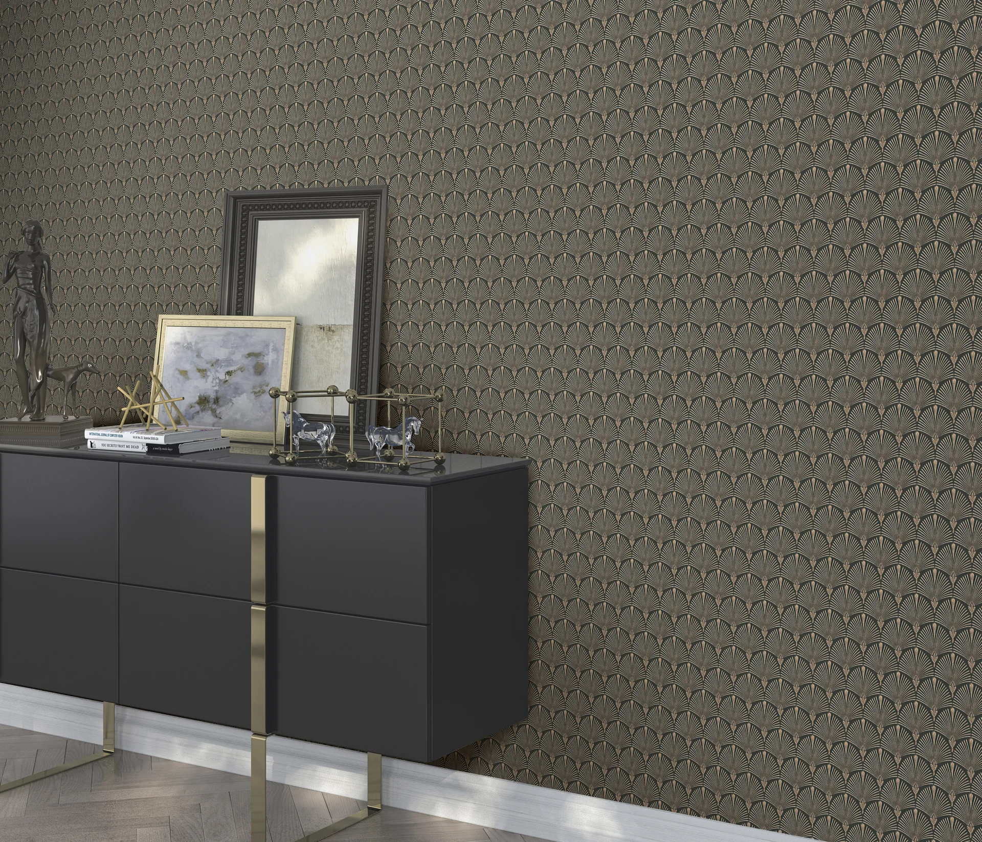 Vliestapete Art déco anthrazit Erismann 1034615 Vliestapete Art déco anthrazit Erismann 1034615
