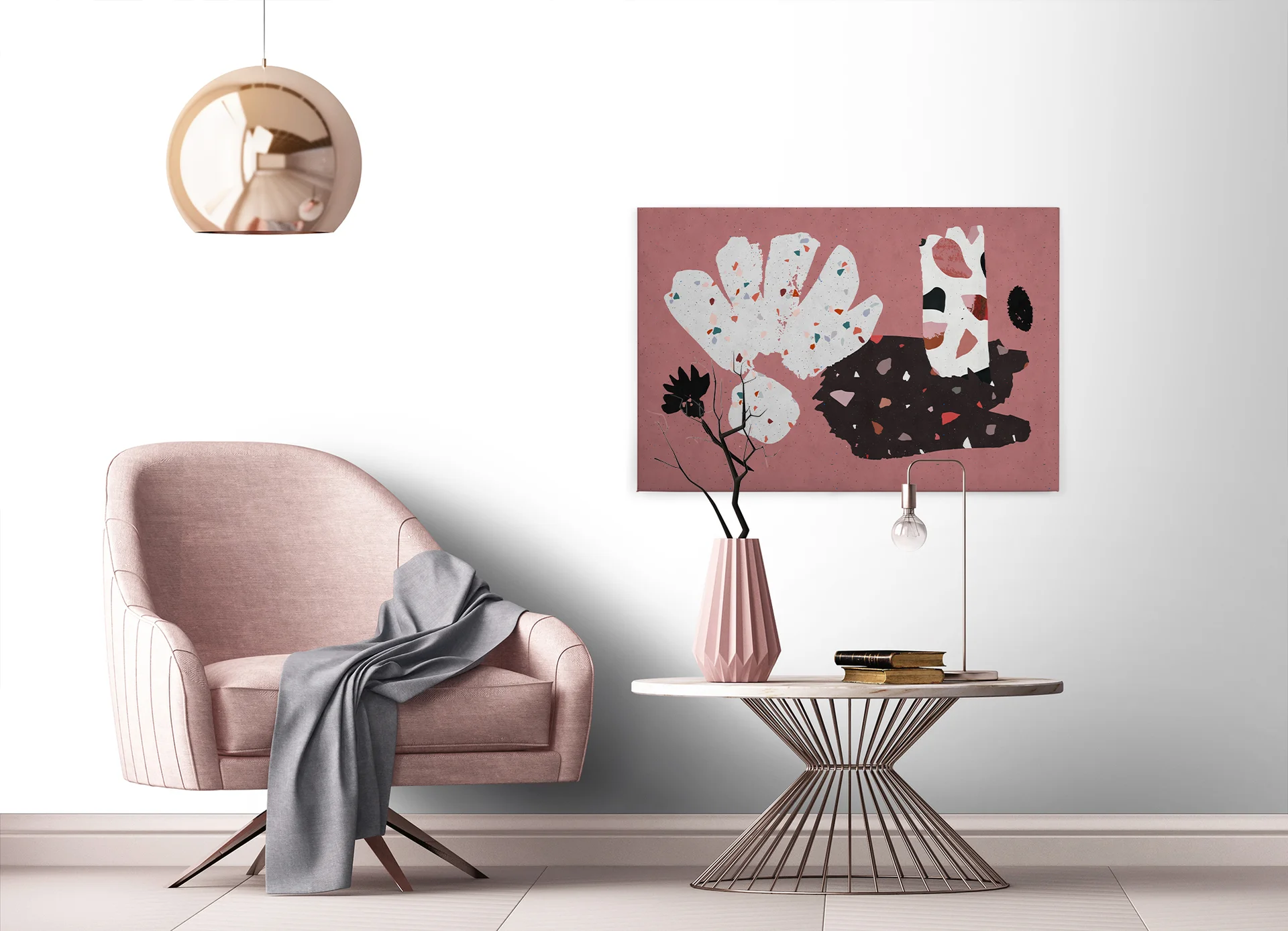 Leinwandbild Abstrakte Formen, rosa, 90x60 cm DD120449