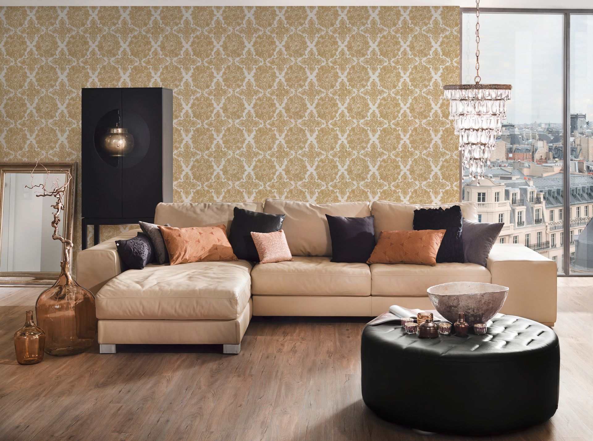 Livingwalls Styleguide Jung 2021, Barock Tapete, gold, weiß 370902