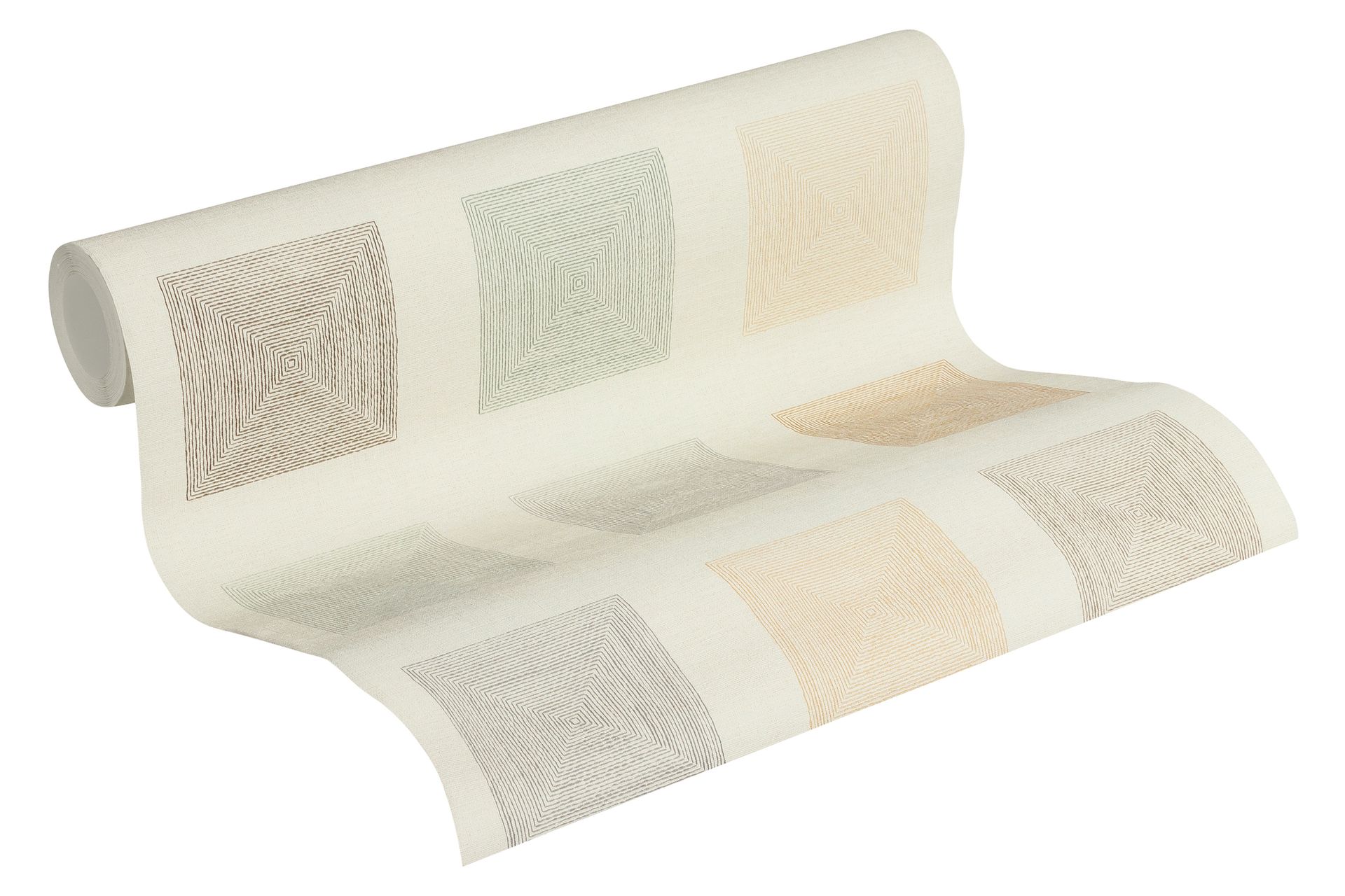 A.S. Création Ethnic origin, Geometrische Tapete, grün, creme 371722 Dekorbild