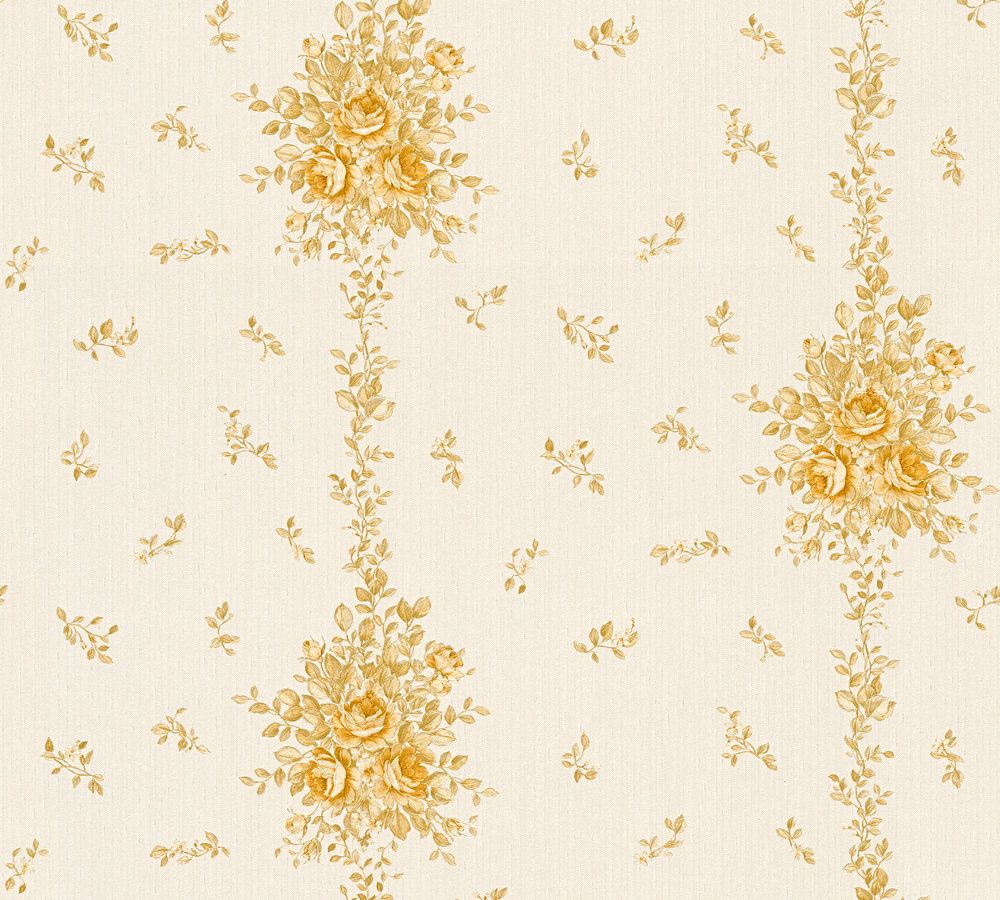 A.S. Création Château 5, Florale Tapete, gold, beige 345003