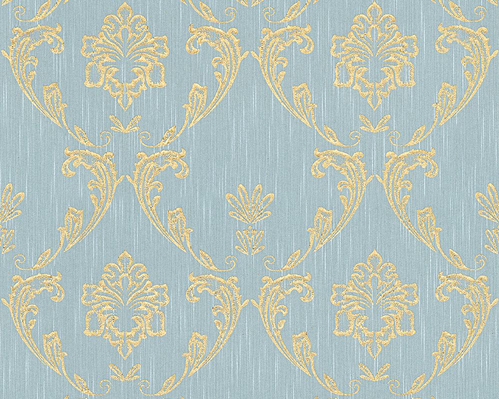 Architects Paper Metallic Silk, Barock Tapete, gold, blau 306586