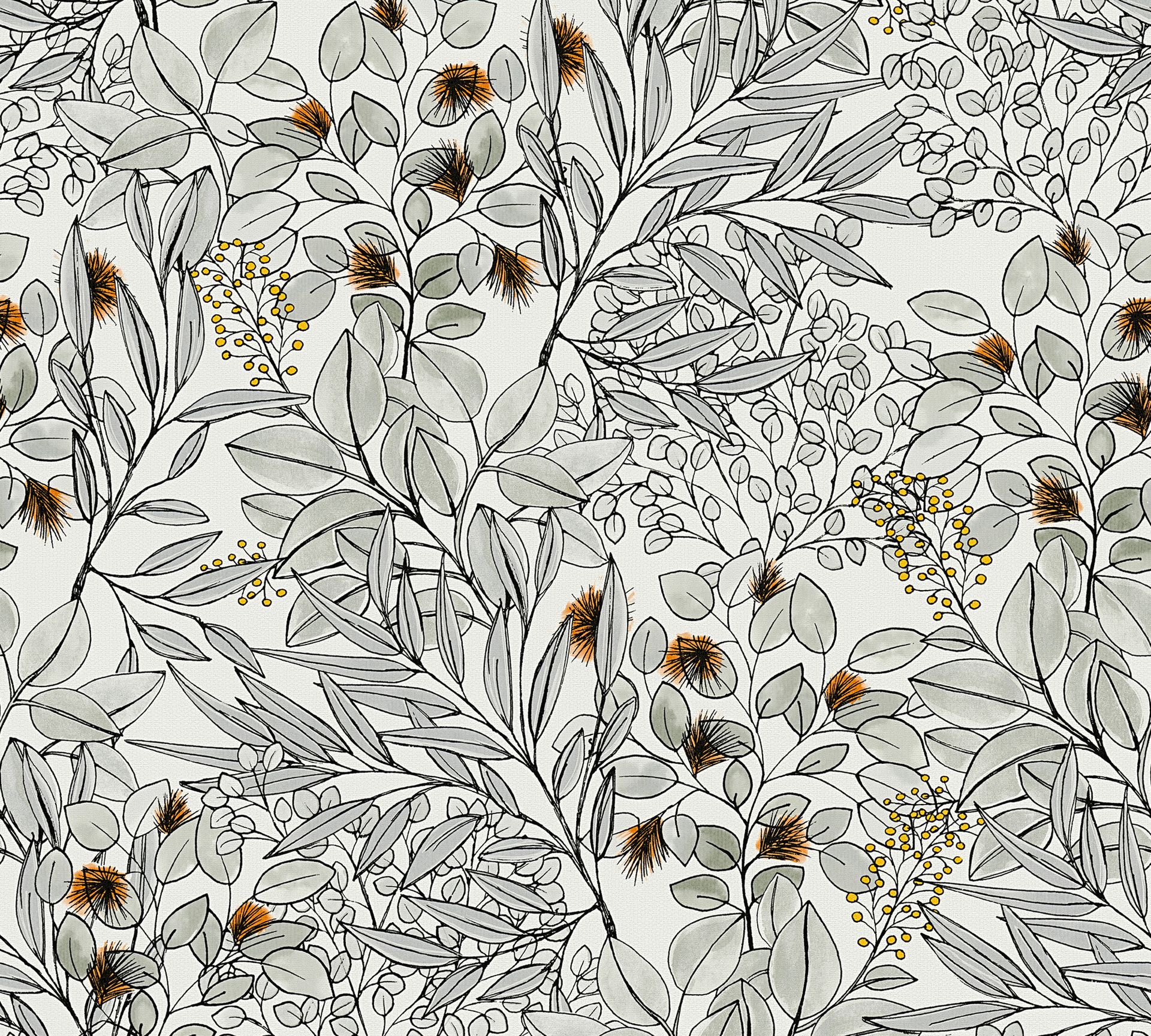 A.S. Création Geo Nordic, Florale Tapete, grau, orange 375343 Dekorbild