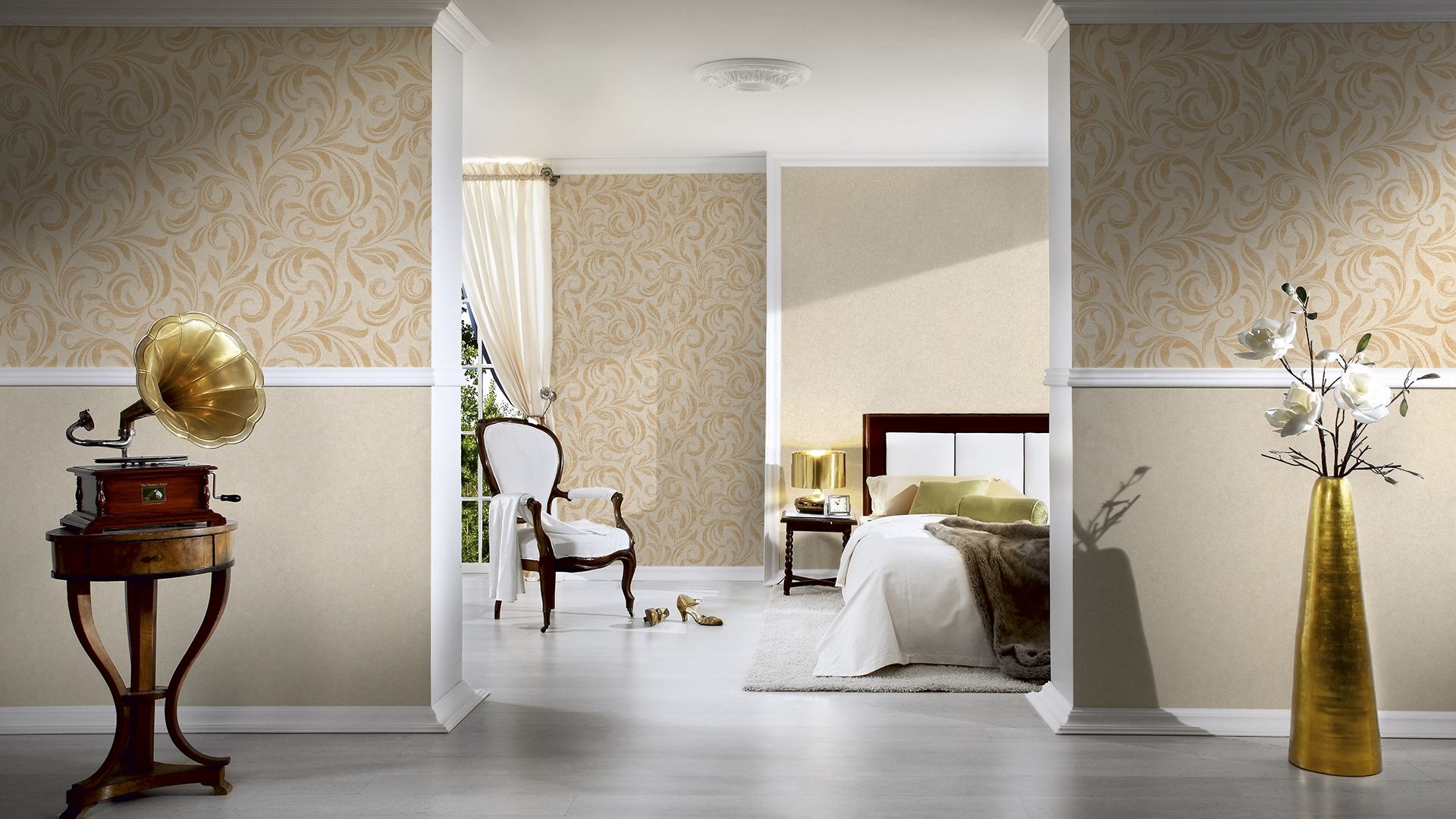 Raumbild 3 Architects Paper Nobile, Barock Tapete, beige, gold 959404