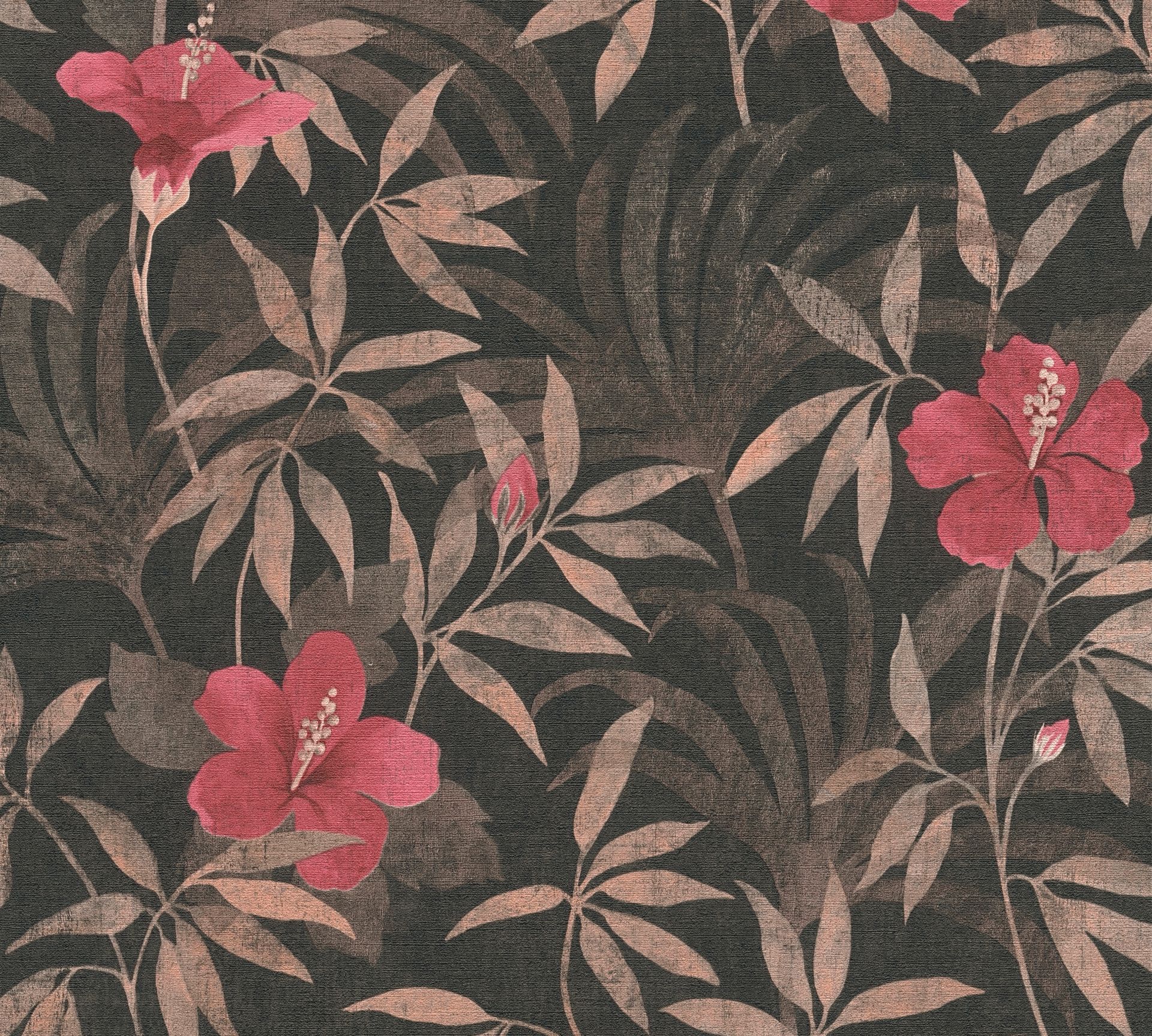 A.S. Création Cuba, Florale Tapete, braun, rot 380283