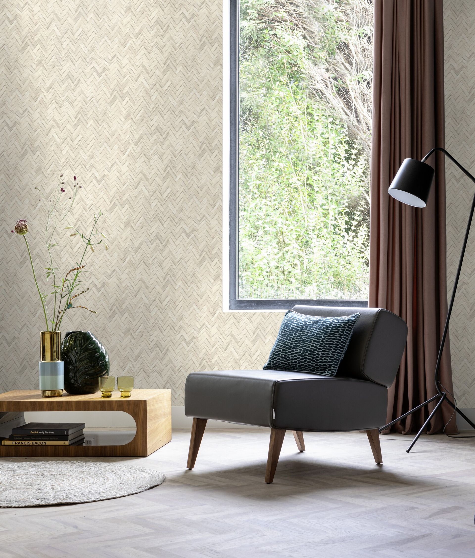 Vliestapete Fischgrätmuster creme 410372