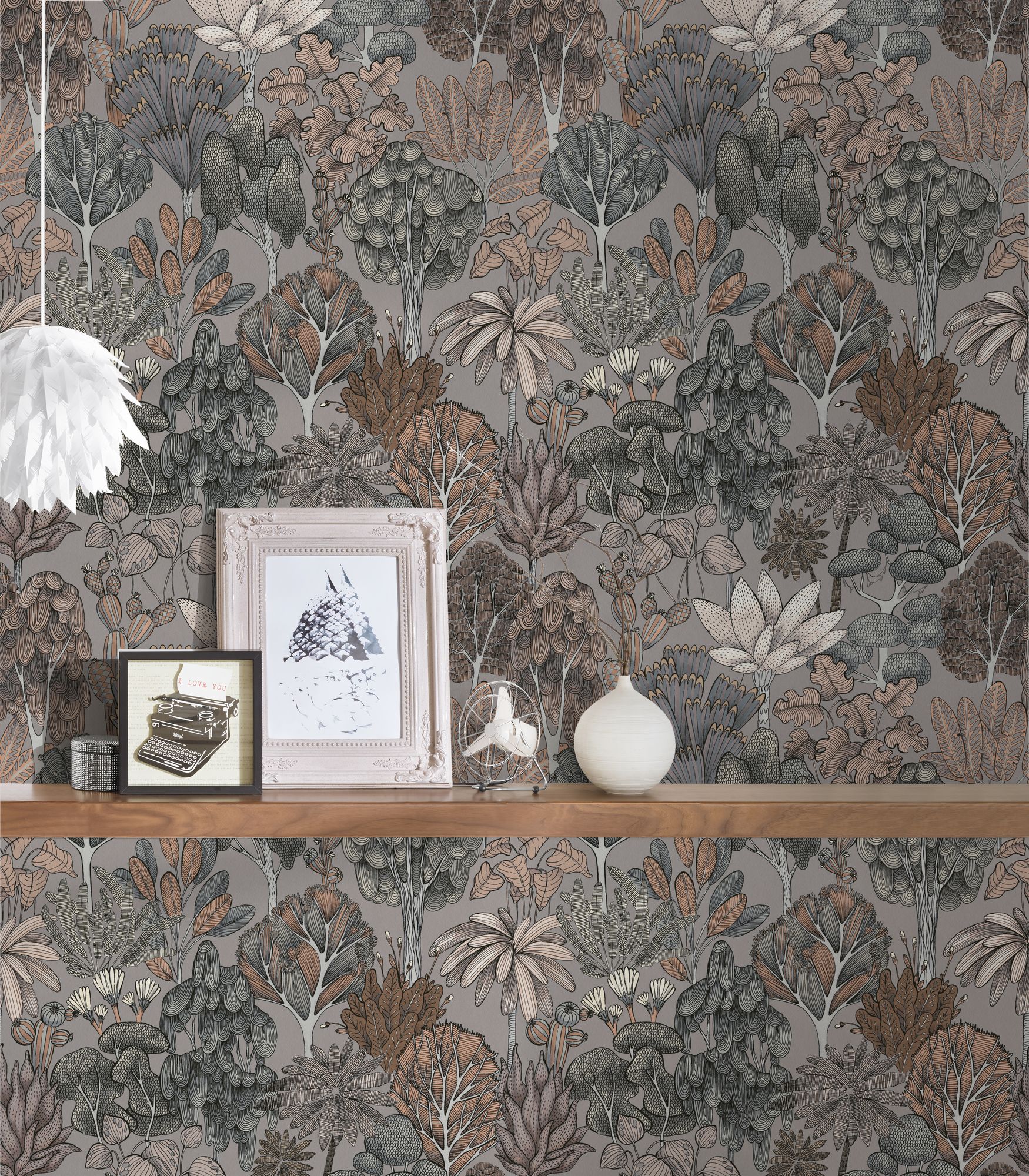 Architects Paper Floral Impression, Dschungeltapete, grau, beige 377574