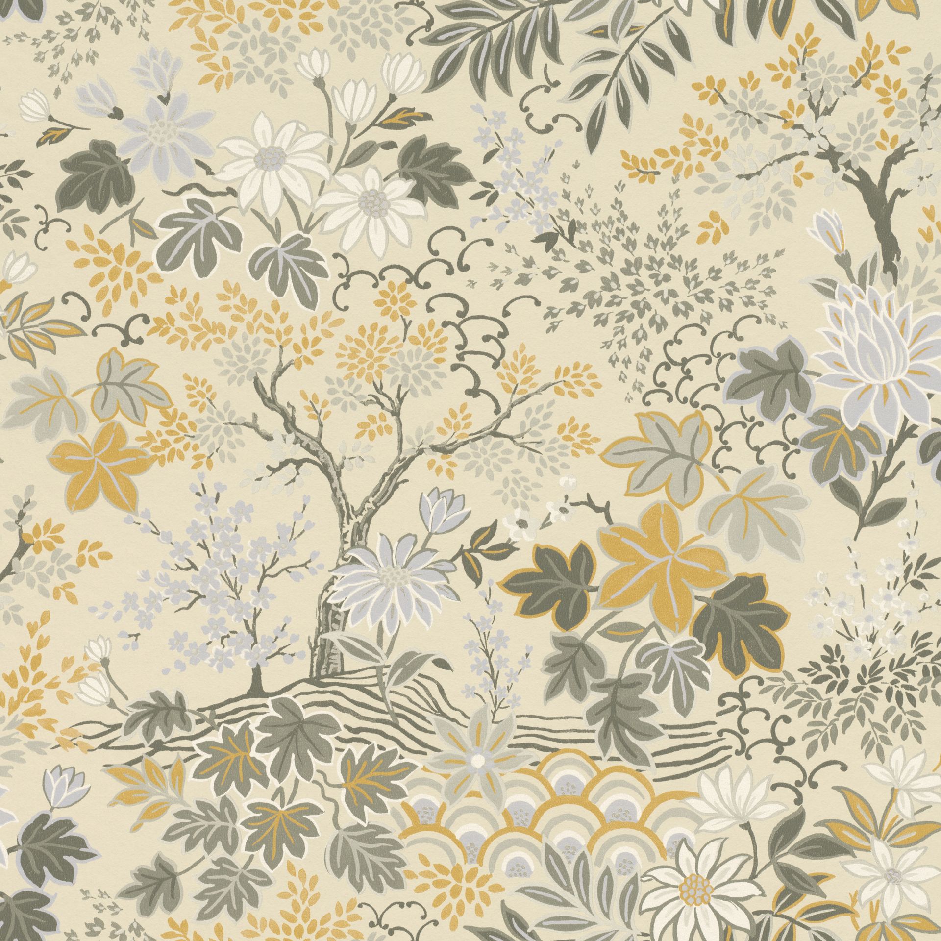Rasch Salisbury, Botanical, gelb beige 553345 Dekorbild