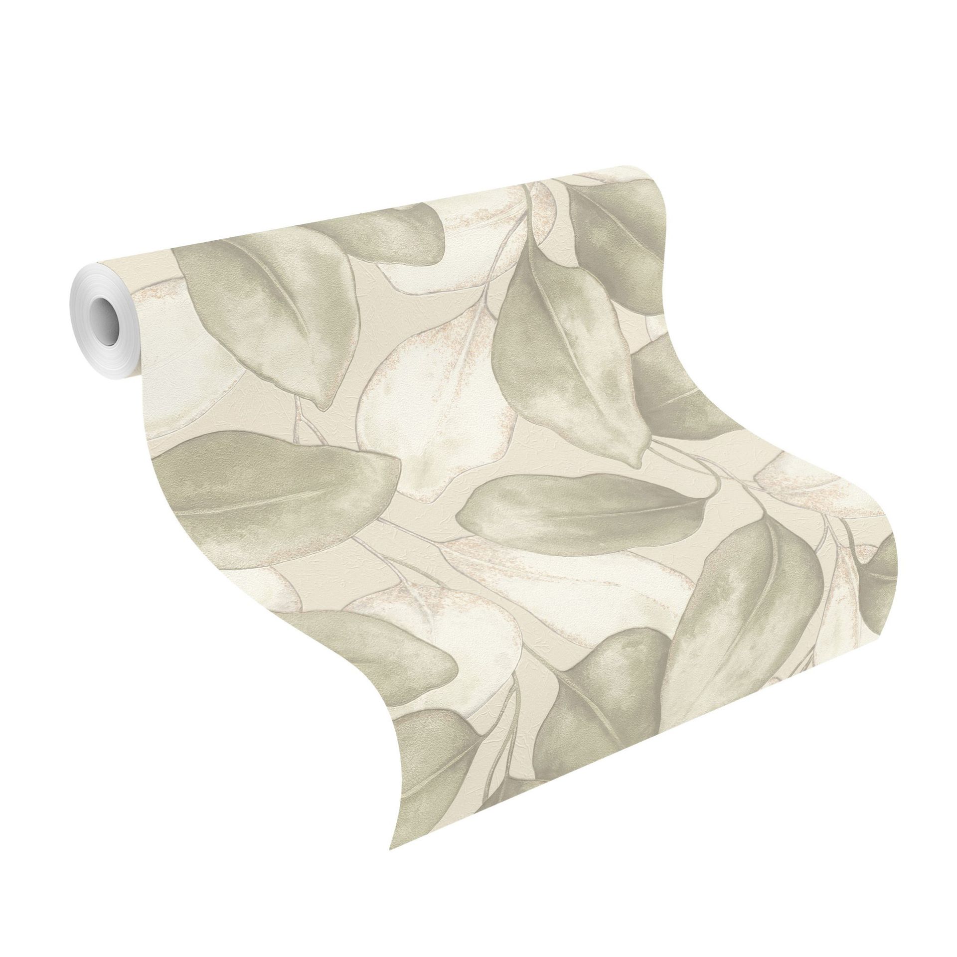 Vliestapete Blätter grün-taupe 659870 Vliestapete Blätter grün-taupe 659870