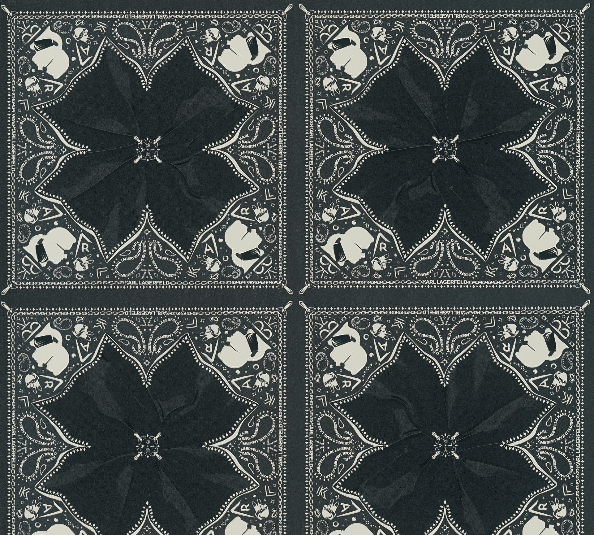 Karl Lagerfeld, Design Tapete, schwarz, weiß 378452