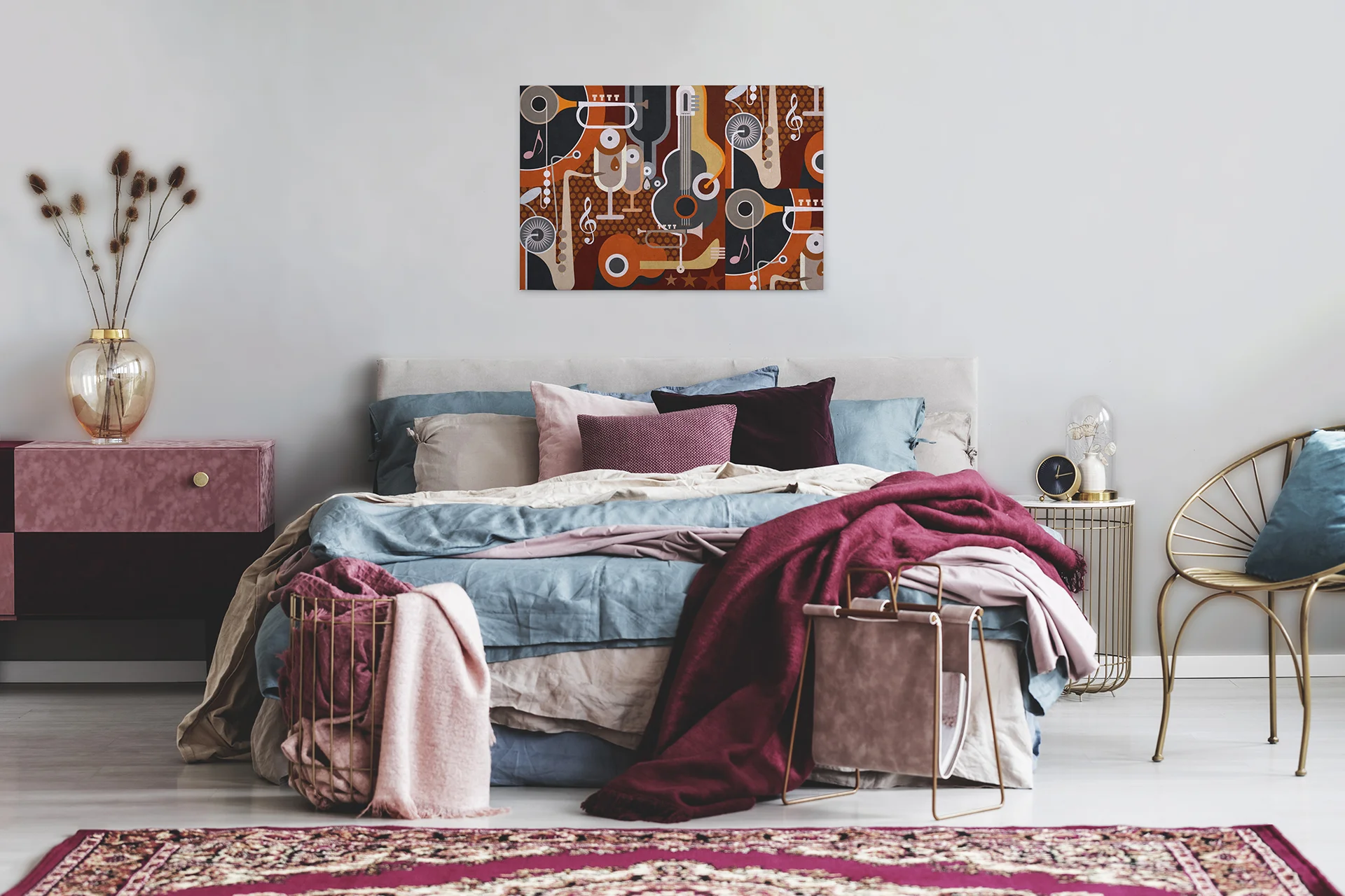Leinwandbild Musikinstrumente, braun, 90x60 cm DD120418