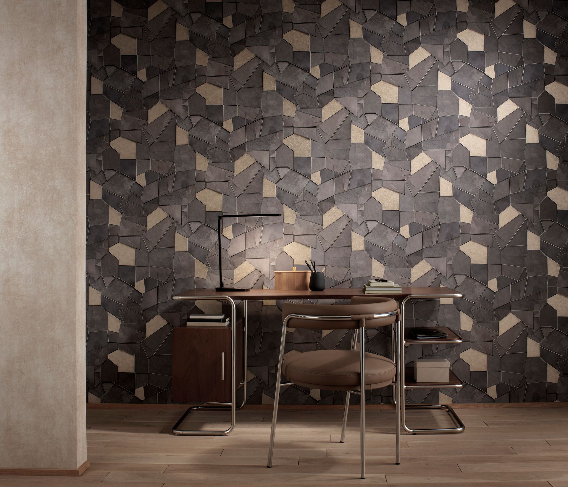 Geometrische 3D-Tapete grau Erismann 1044537 Geometrische 3D-Tapete grau Erismann 1044537