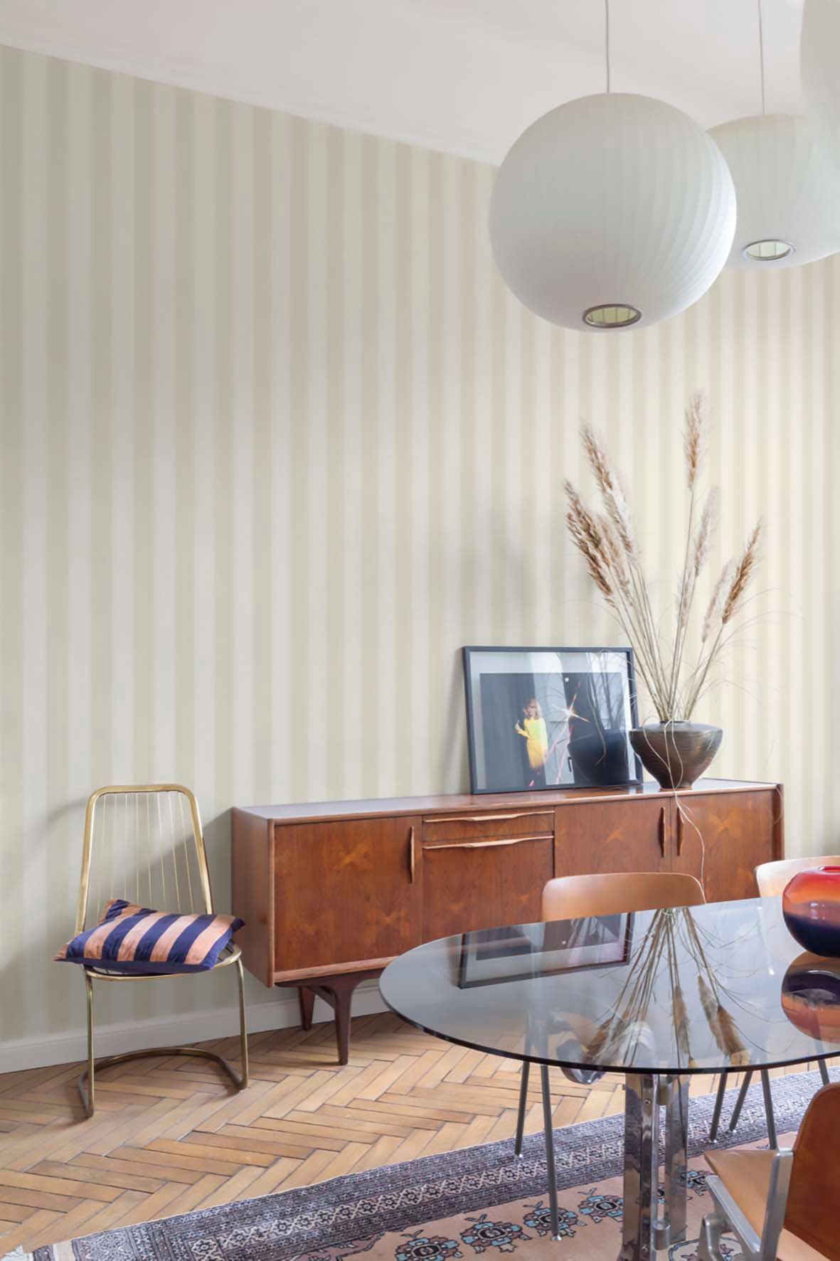 Vinyltapete Streifen Beige Grandeco Maison MN4001