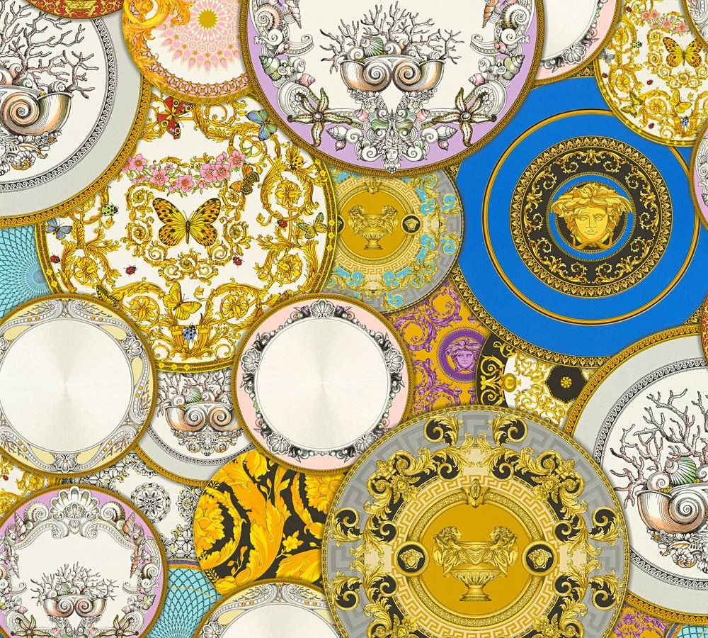 Versace wallpaper Versace 3, Design Tapete, gold, blau 349011 Dekorbild
