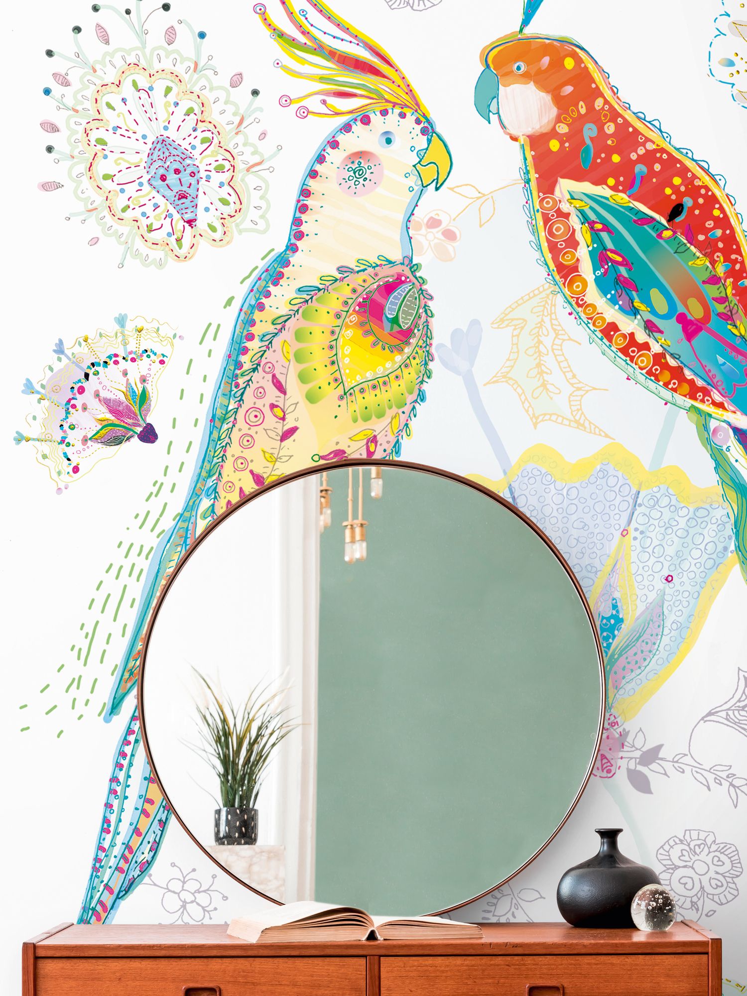 Vliestapete, Vogeltapete, weiß 389111