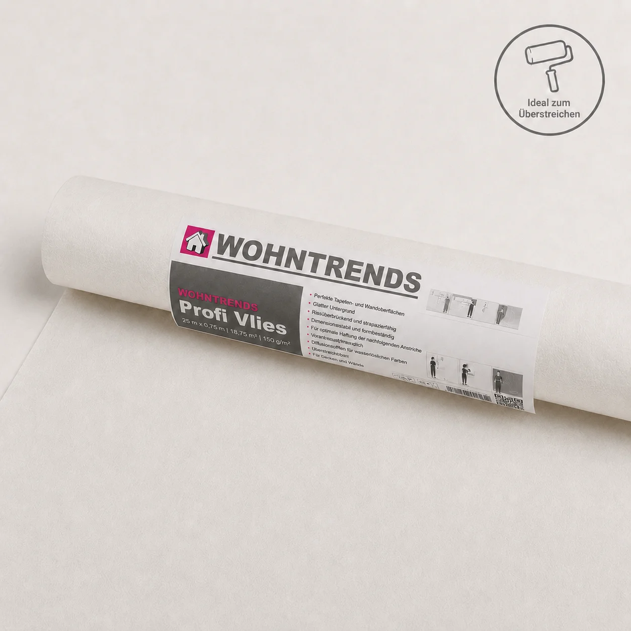 Wohntrends Renoviervlies 150g/m² – Stabiles Malervlies (25,00 m x 0,75 m)
