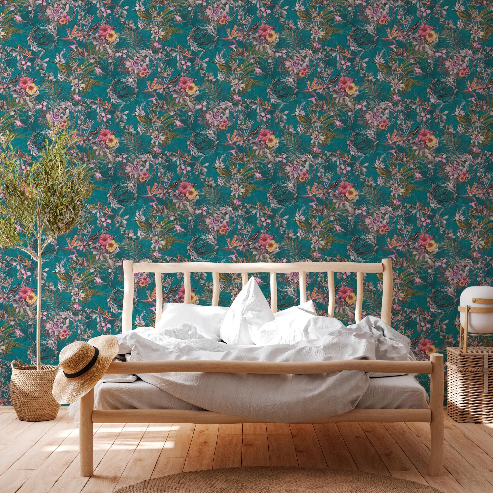 A.S. Création Dream Flowery, Florale Tapete, bunt, blau 381783