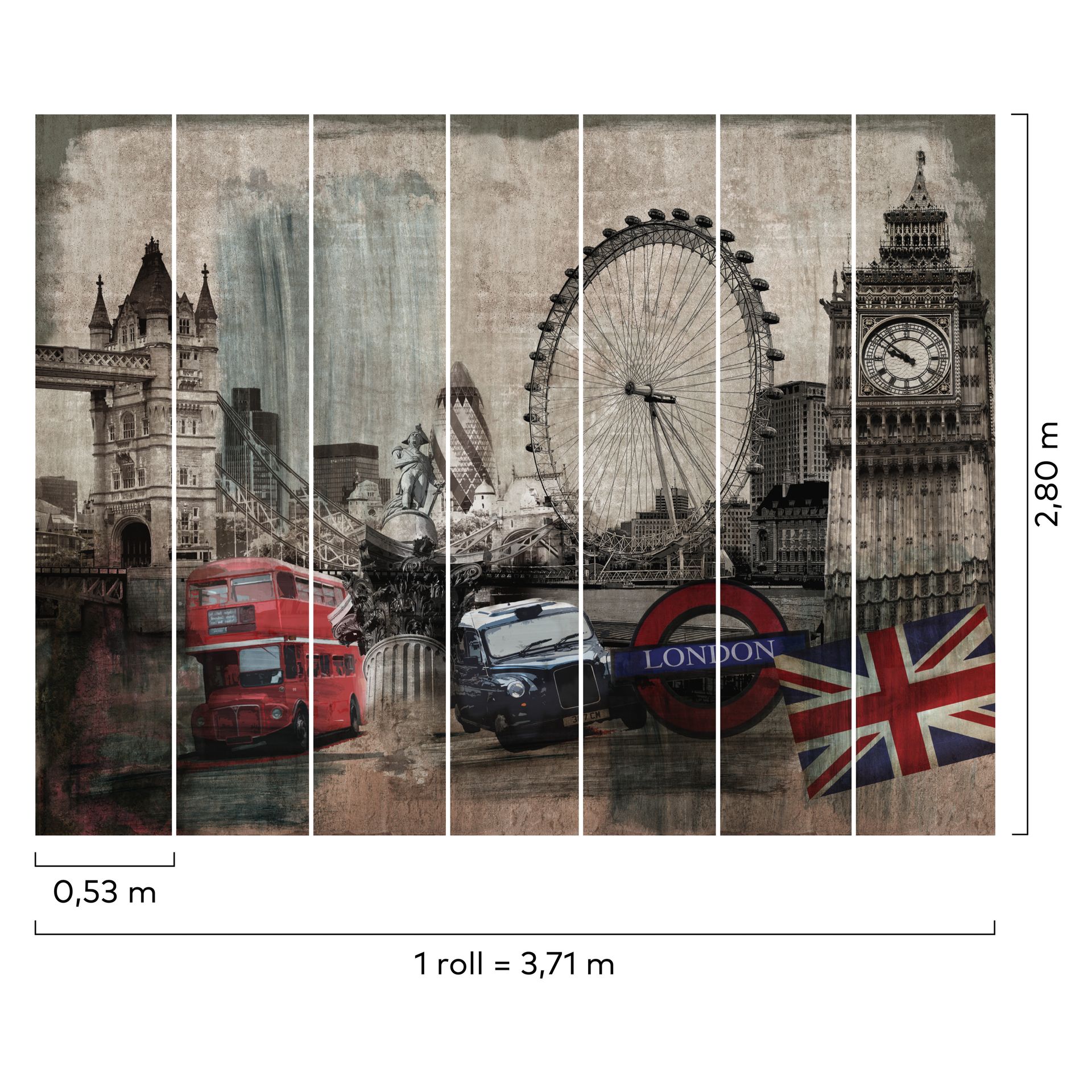 Fototapete London Skyline Vintage Grandeco Young Edition ML3401 Fototapete London Skyline Vintage Grandeco Young Edition ML3401
