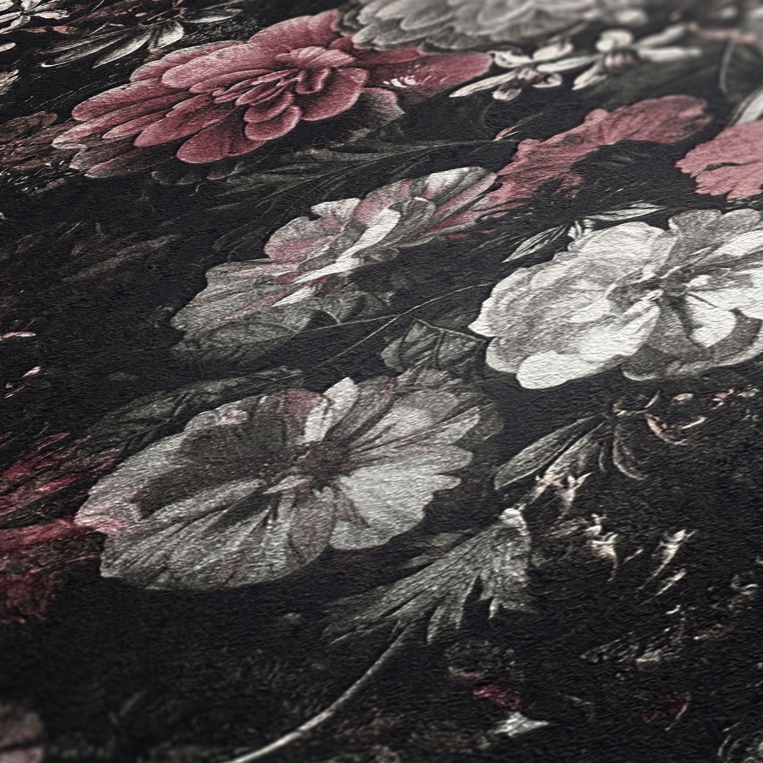 Livingwalls Mata Hari, Florale Tapete, rot, schwarz 380952
