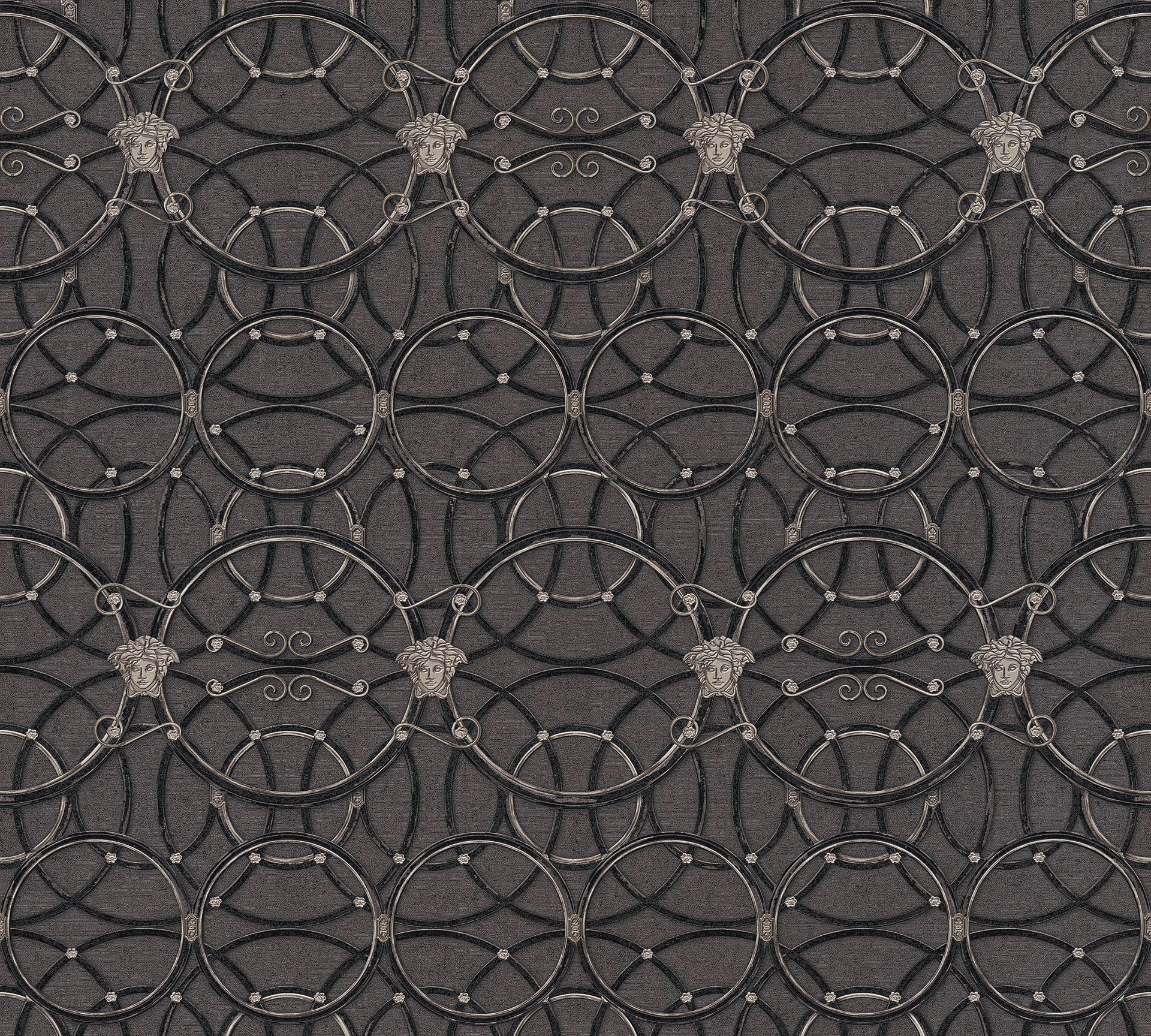 Versace wallpaper Versace 4, Barock Tapete, silber, schwarz 370494