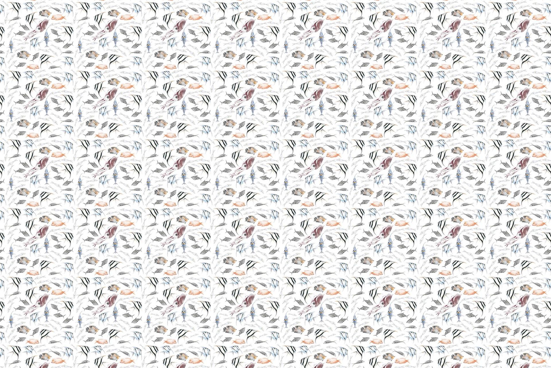 A.S. Création XXL 5 Fototapete, Fische, Muster, 4m x 2,67m DD113112 Dekorbild