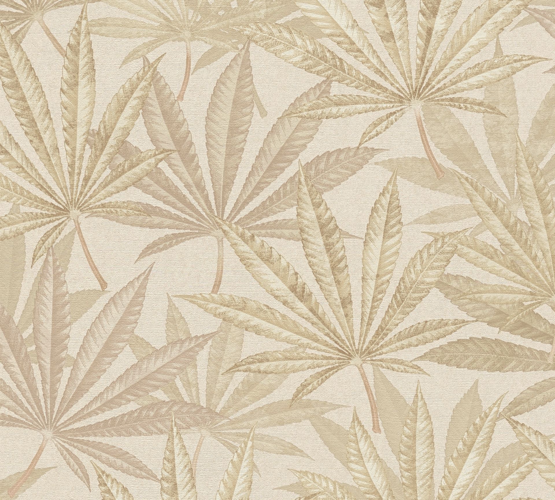 Satintapete, Floral, creme 399843