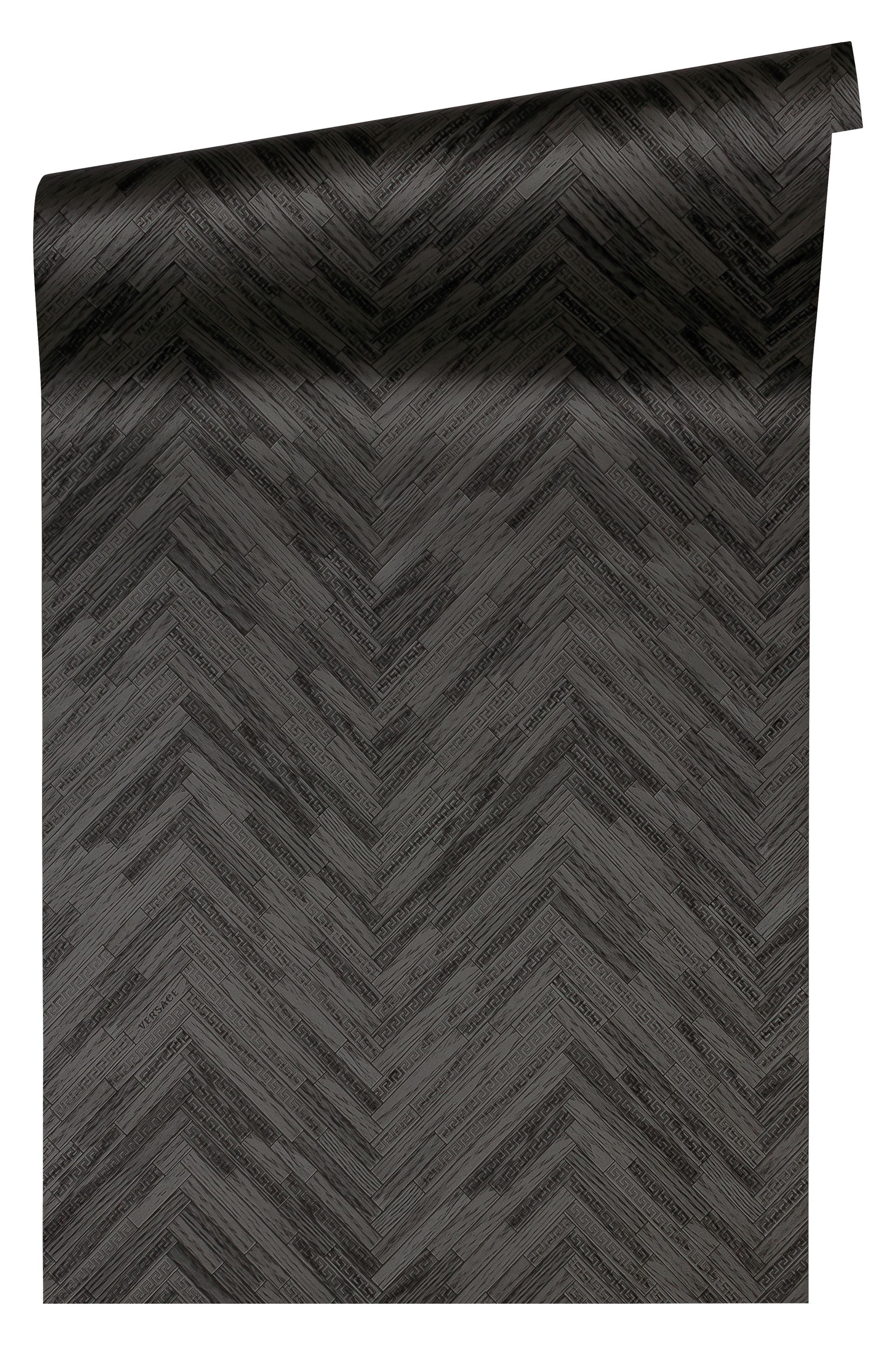 Versace wallpaper Versace 4, Tapete in Holzoptik, grau, schwarz 370514