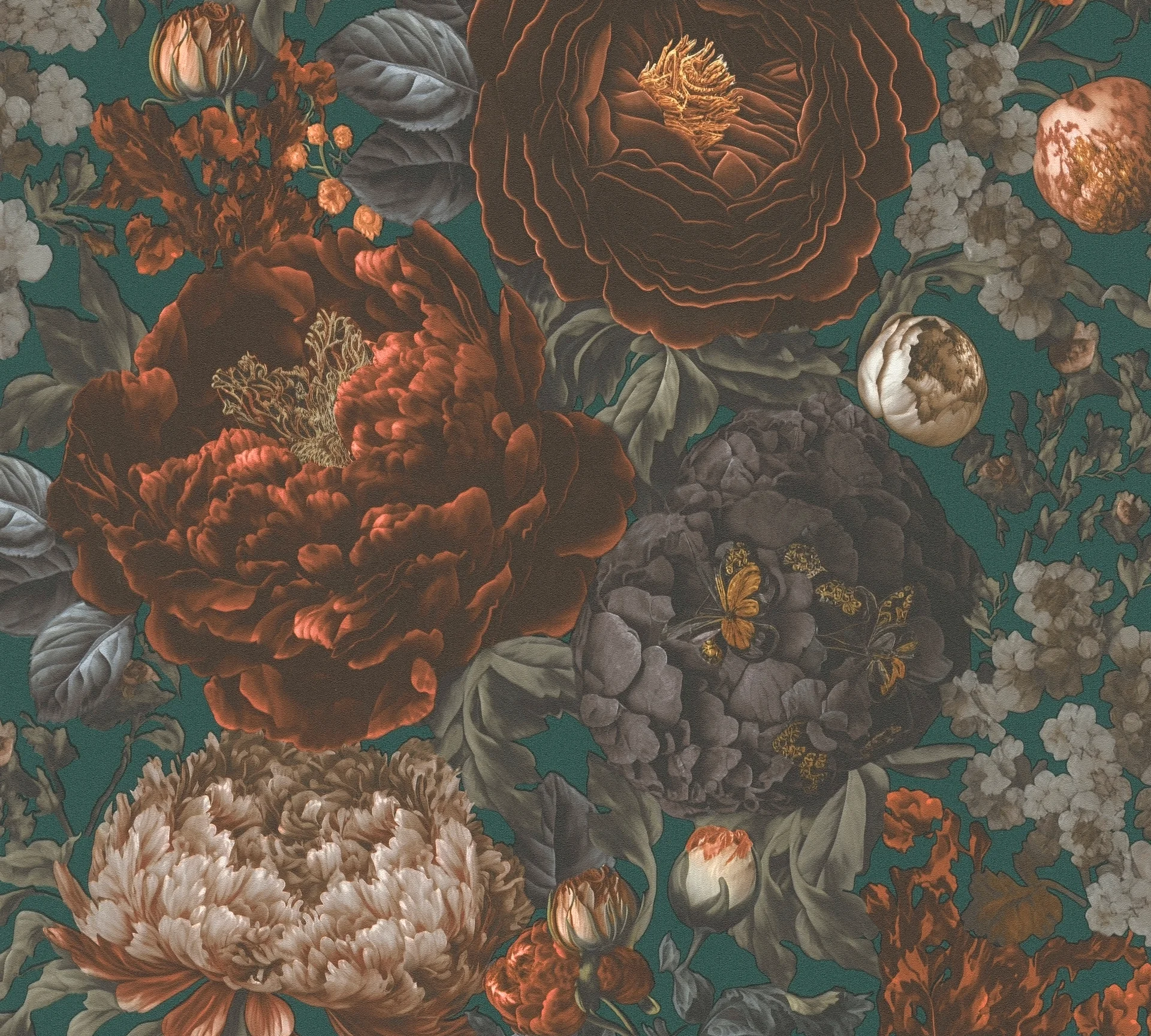 Satintapete, Floral, grün 399793