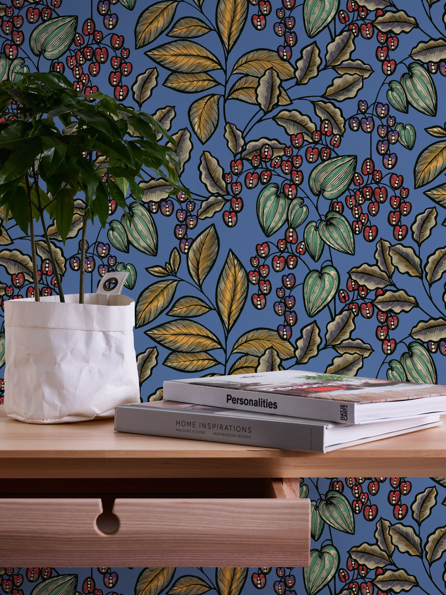 Architects Paper Floral Impression, Florale Tapete, blau, gelb 377541