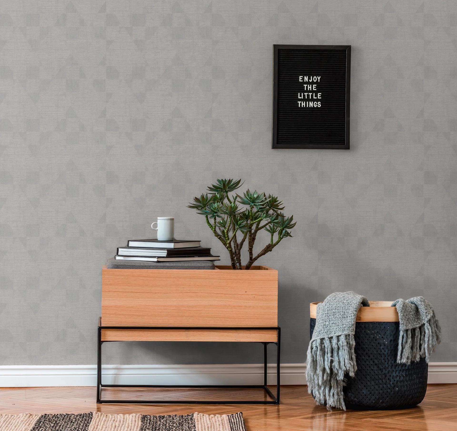 Raumbild 3 Livingwalls Titanium 3, Geometrische Tapete, silber, grau 381962