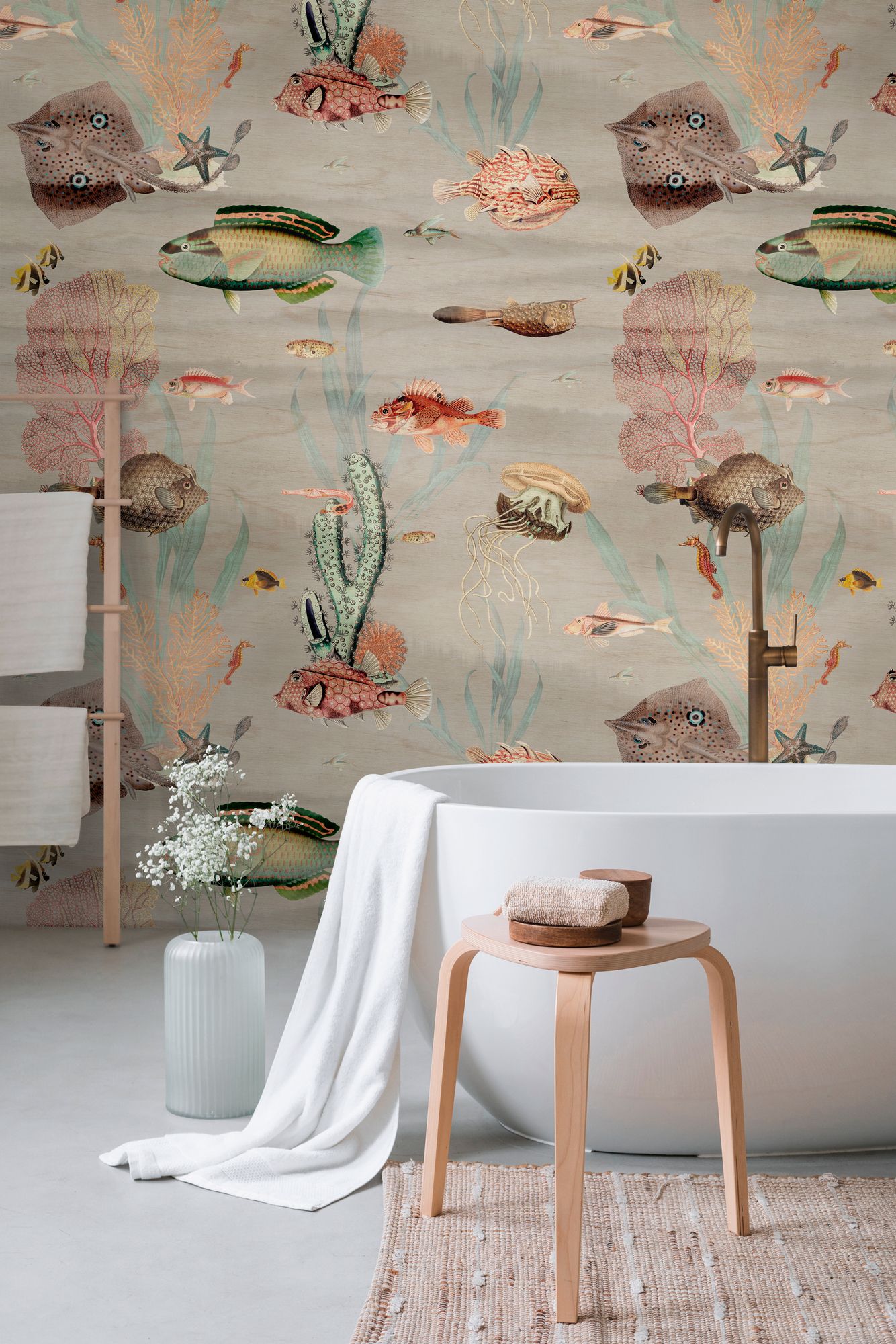 Fototapete Fische mit Tiermotiv in Bunt ➤ 1,59x2,80 m Dekorbild