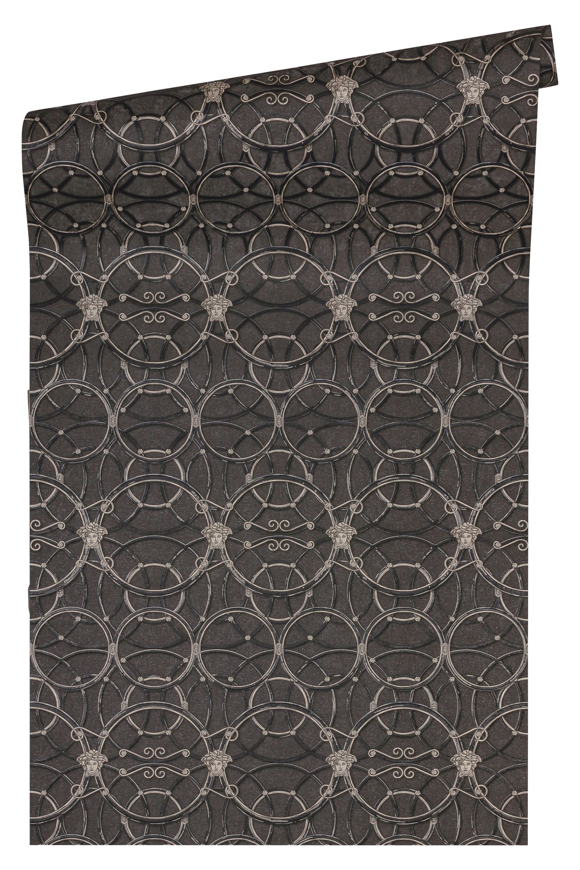 Versace wallpaper Versace 4, Barock Tapete, silber, schwarz 370494