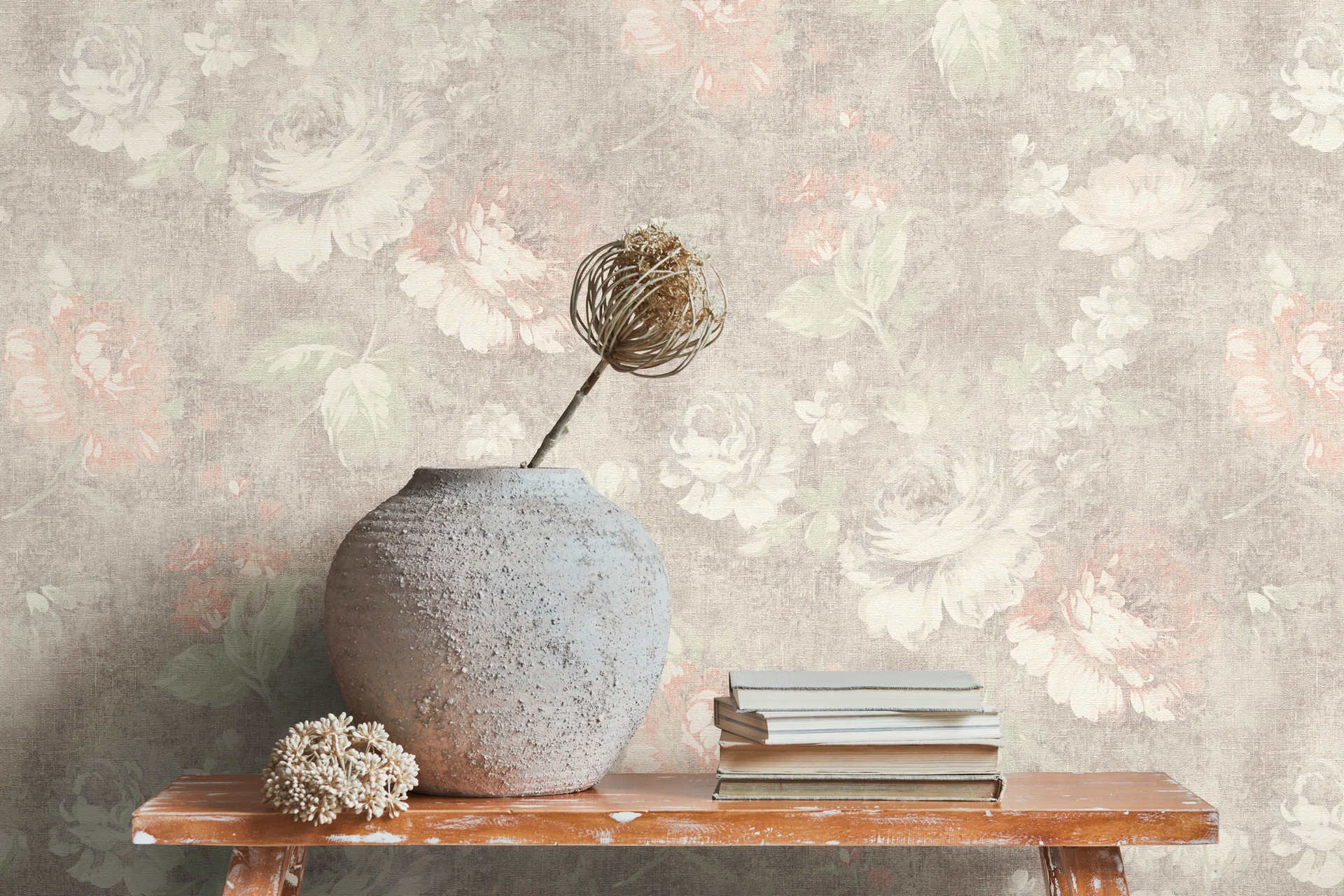 Livingwalls Styleguide Natürlich 2021, Florale Tapete, braun, rot 336042