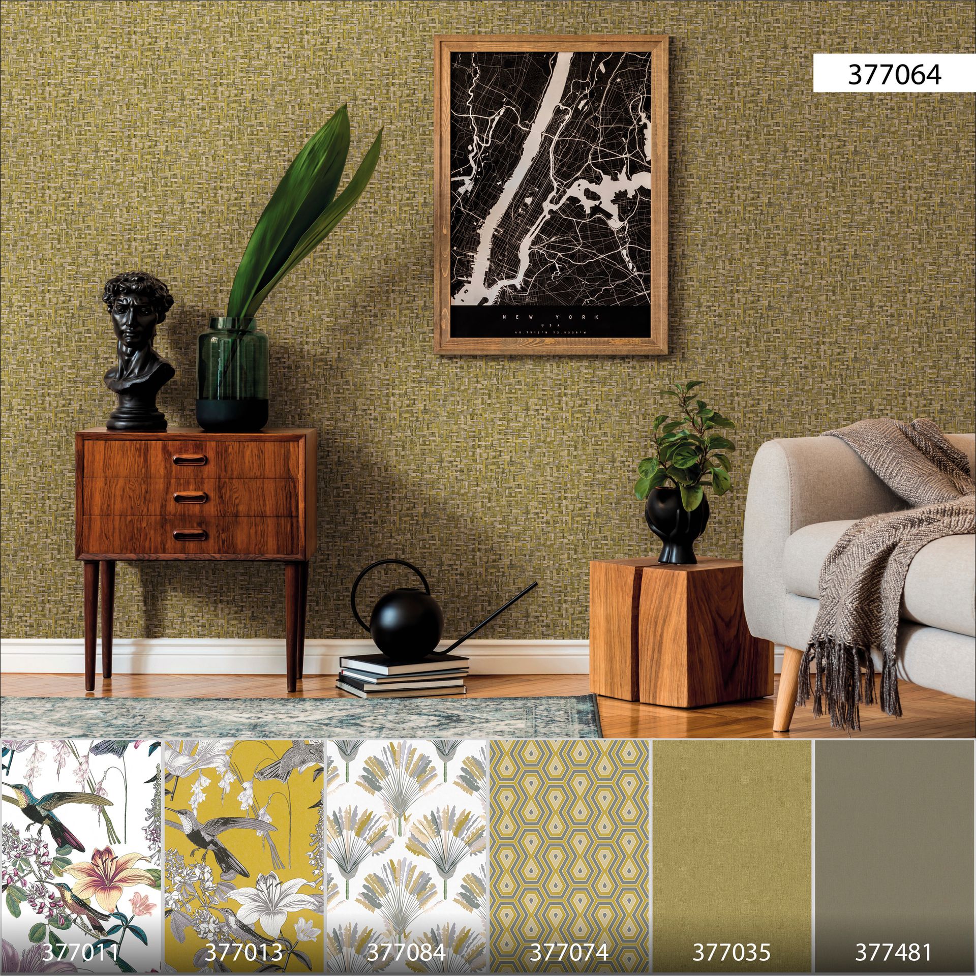 Architects Paper Jungle Chic, Tapete in Holzoptik, gelb 377064
