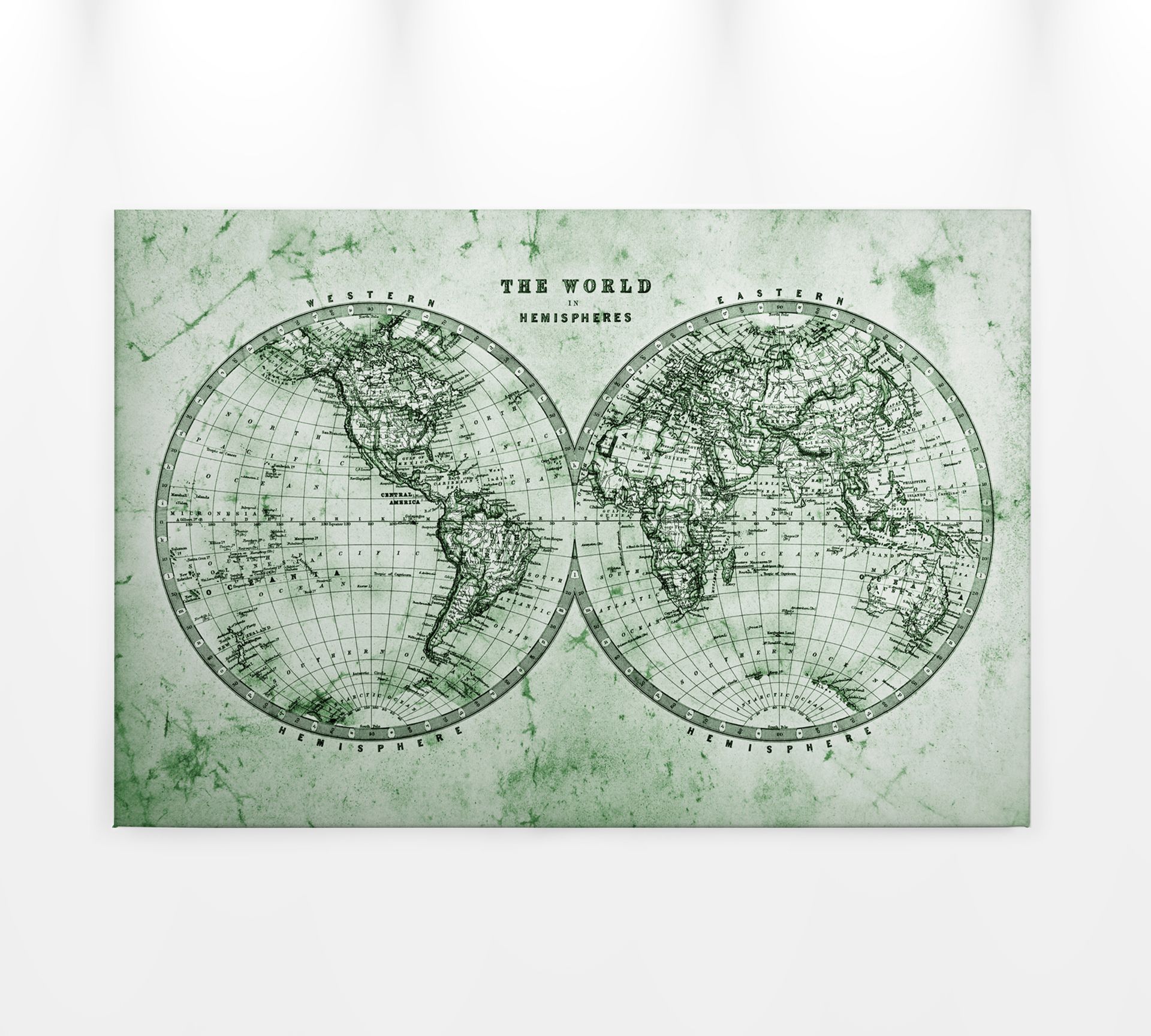 Leinwandbild Weltkarte, grün, 90x60 cm DD120340