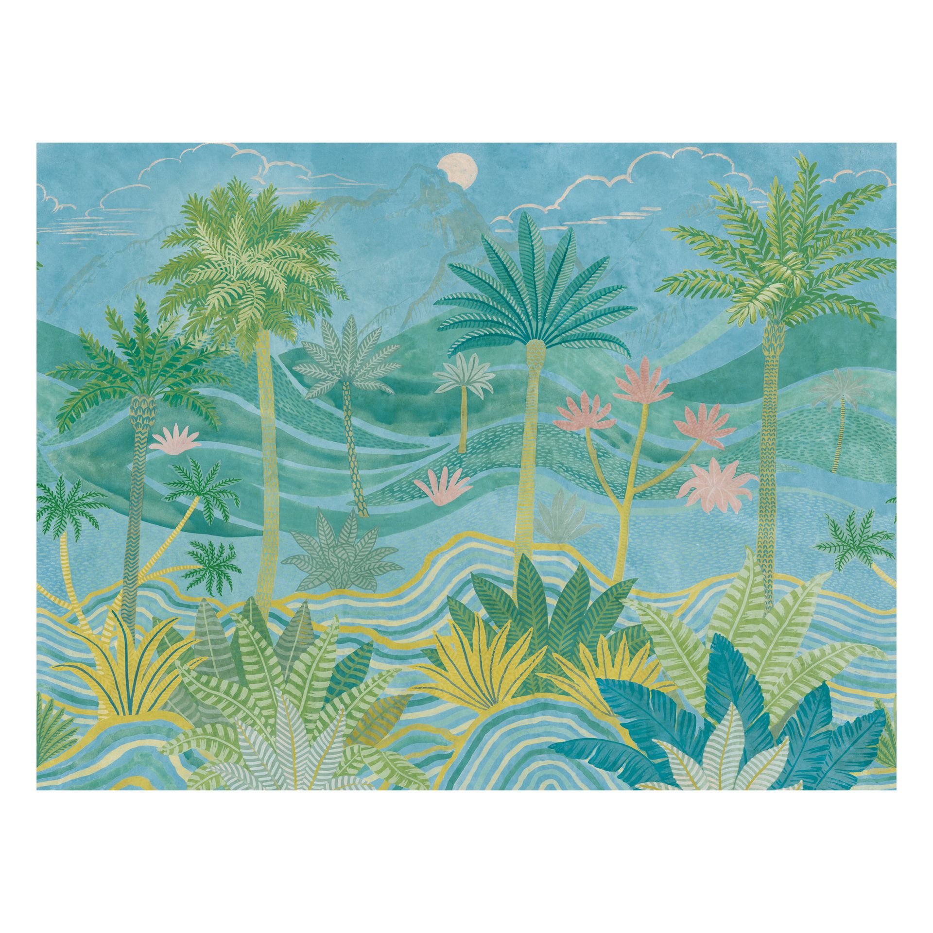 Vliestapete Palmen Tropisch Blau Grandeco ML6902 Vliestapete Palmen Tropisch Blau Grandeco ML6902