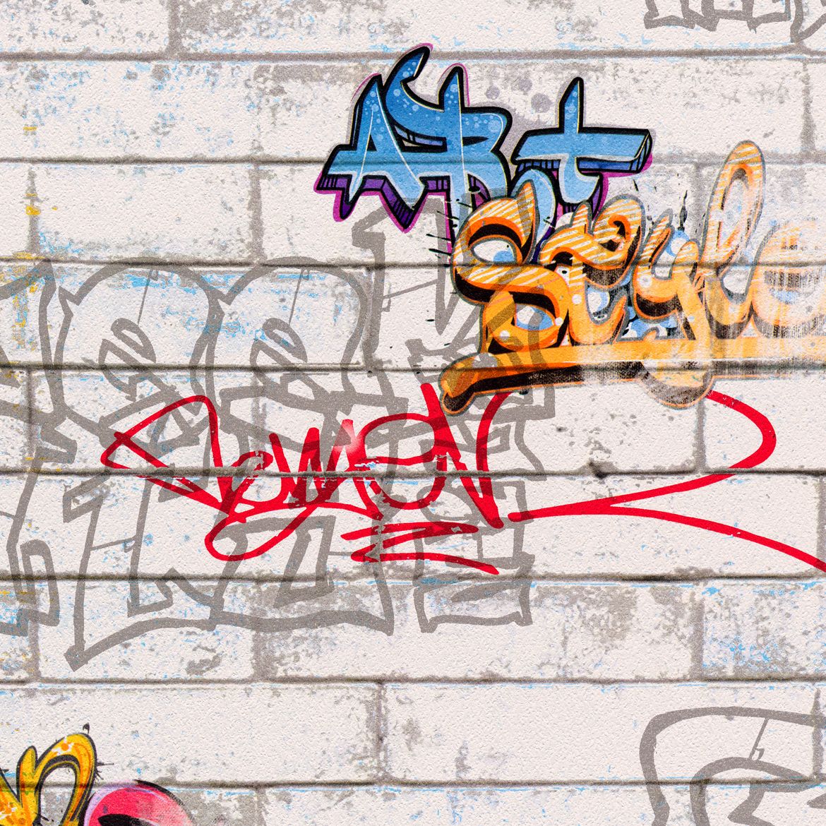 A.S. Création Boys & Girls 6, Graffiti Tapete, bunt, grau 935611