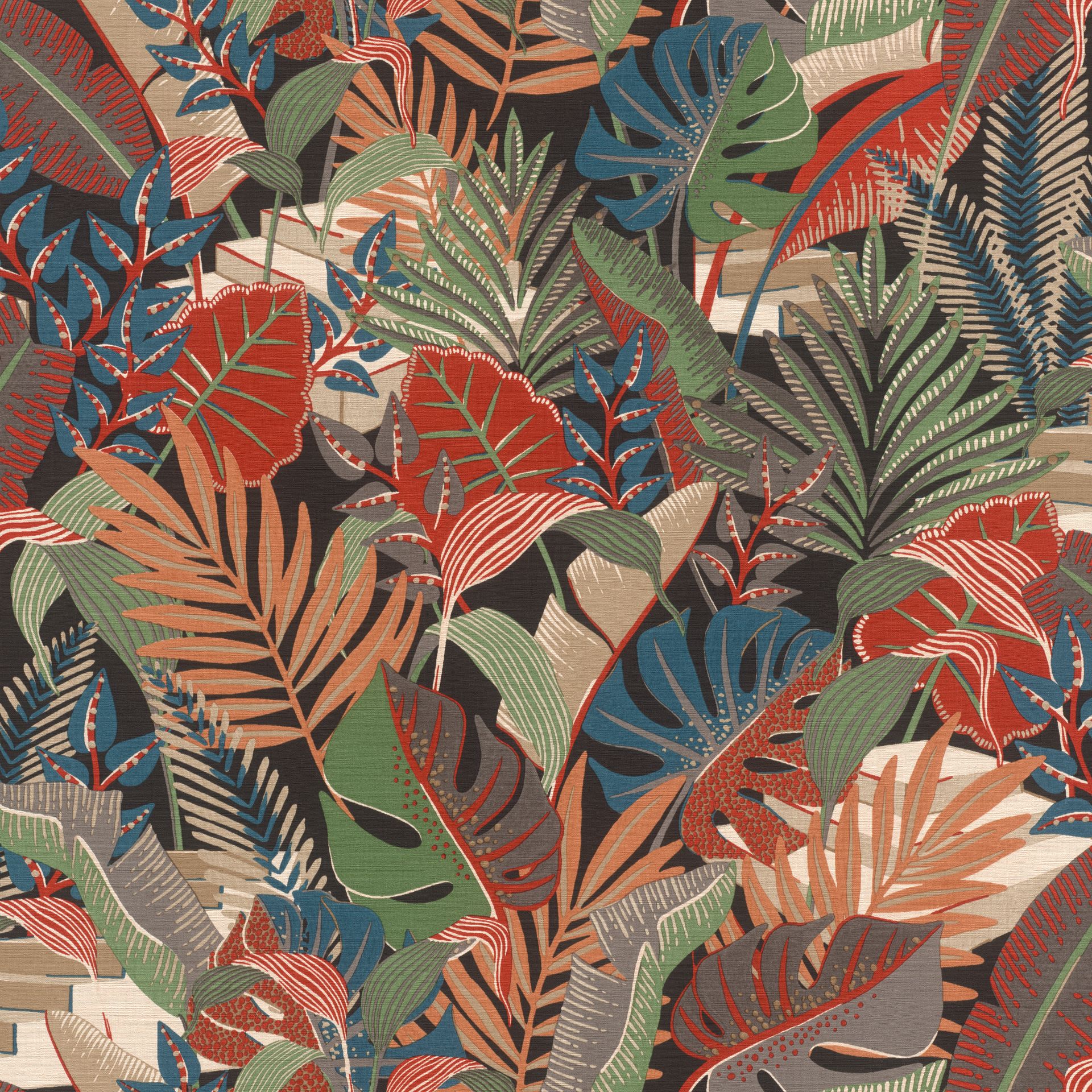 Rasch Tropical House, Botanical, blau grün 687811 Dekorbild