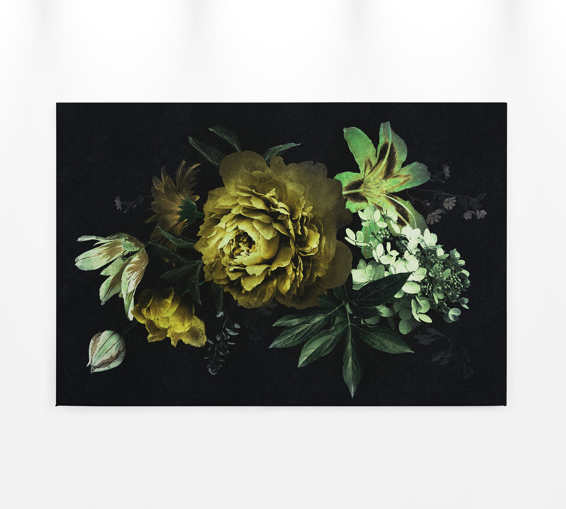 Leinwandbild Blumen, schwarz, 90x60 cm DD120488