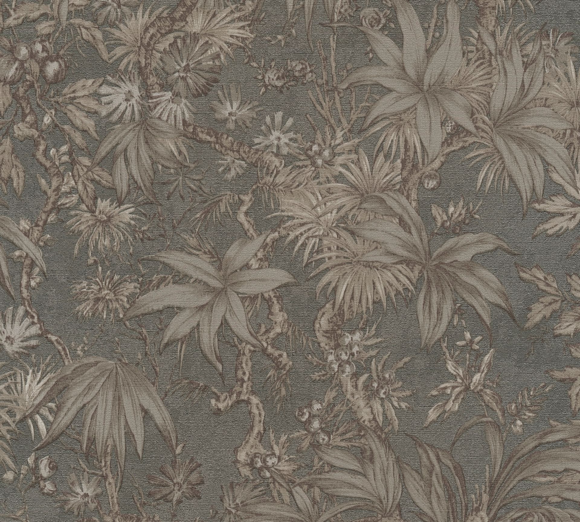 Vliestapete Floral - Dschungel, grau, braun, A.S. Création 790473