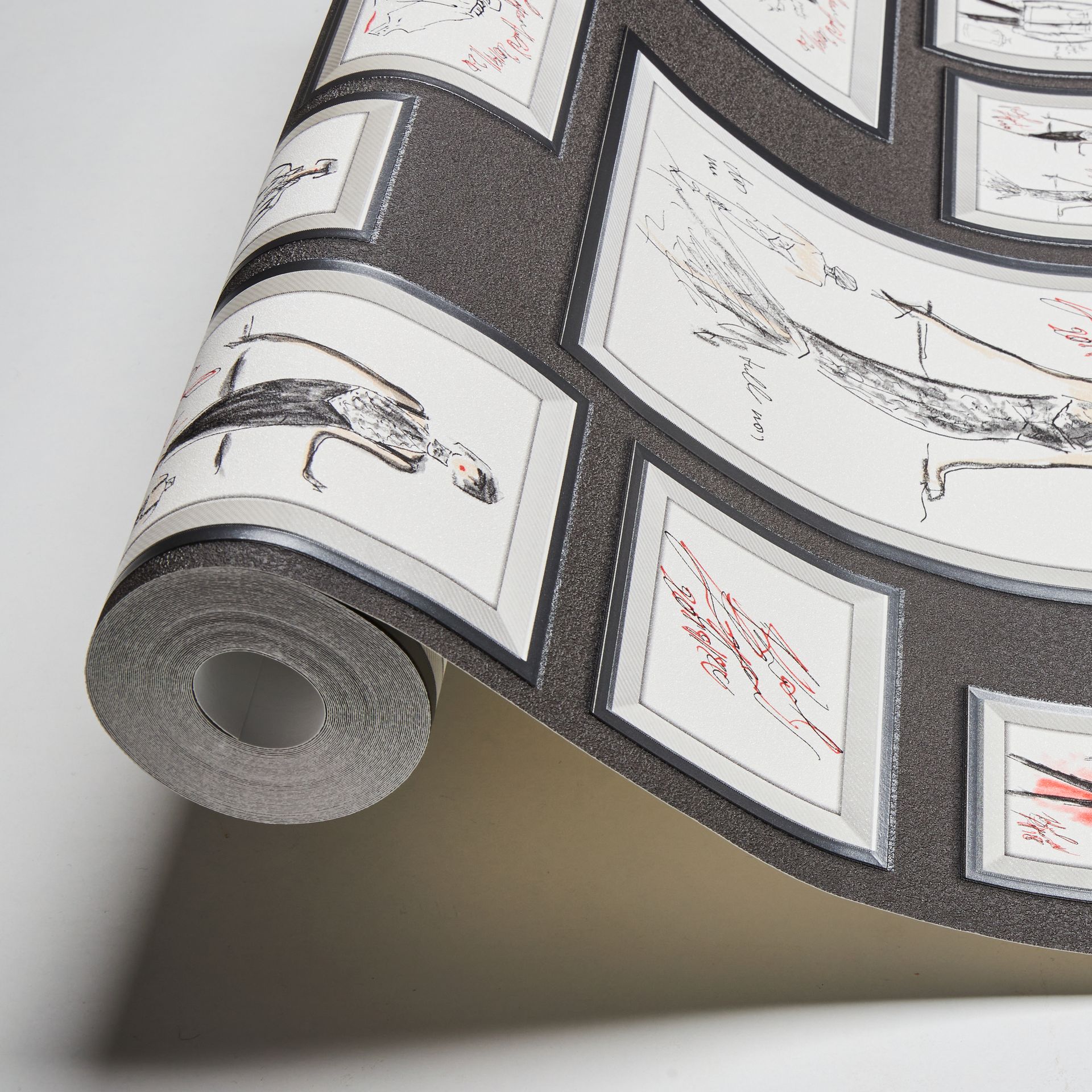Karl Lagerfeld, Design Tapete, grau, weiß 378461