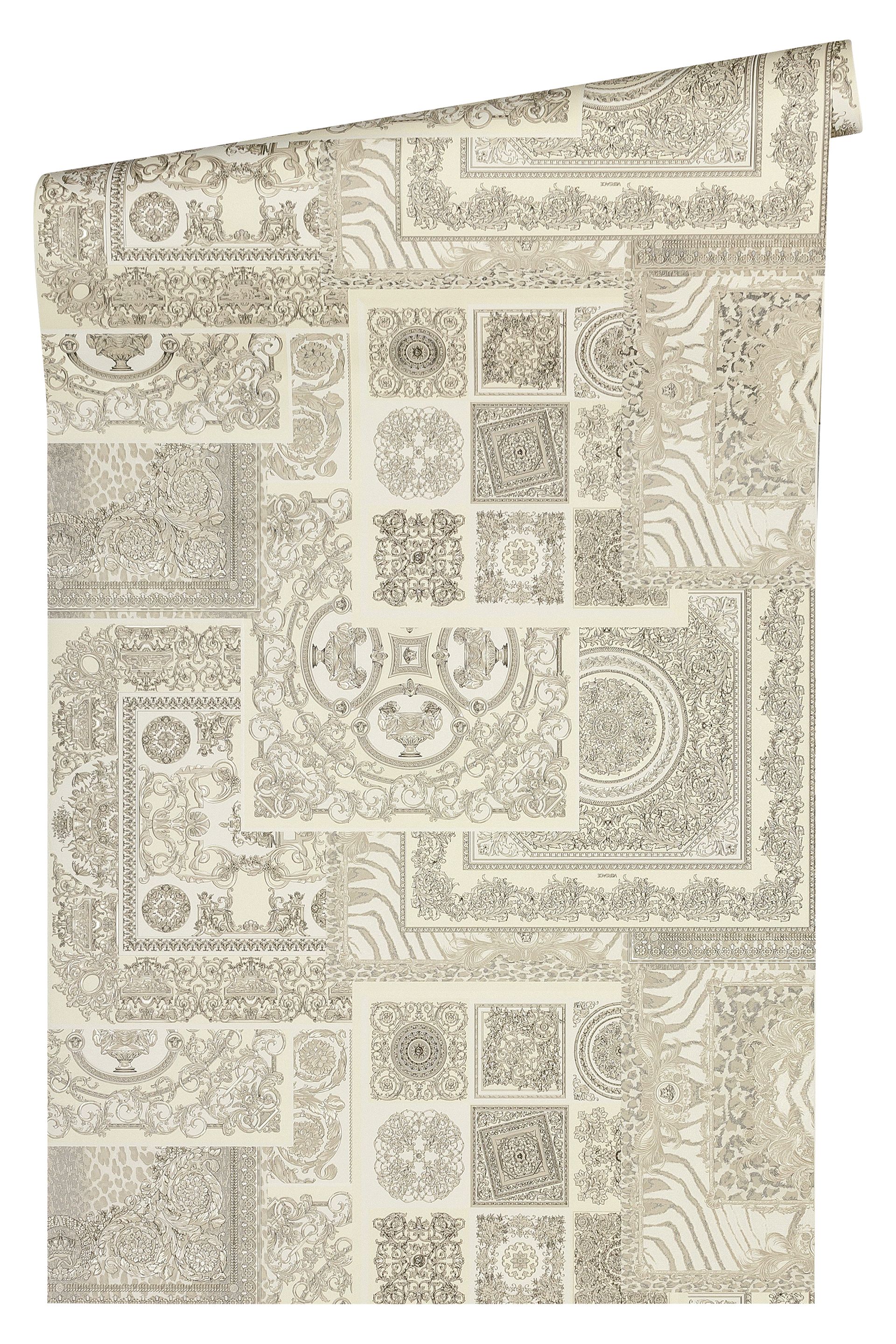 Rollenfoto Versace wallpaper Versace 4, Barock Tapete, silber, grau 370485