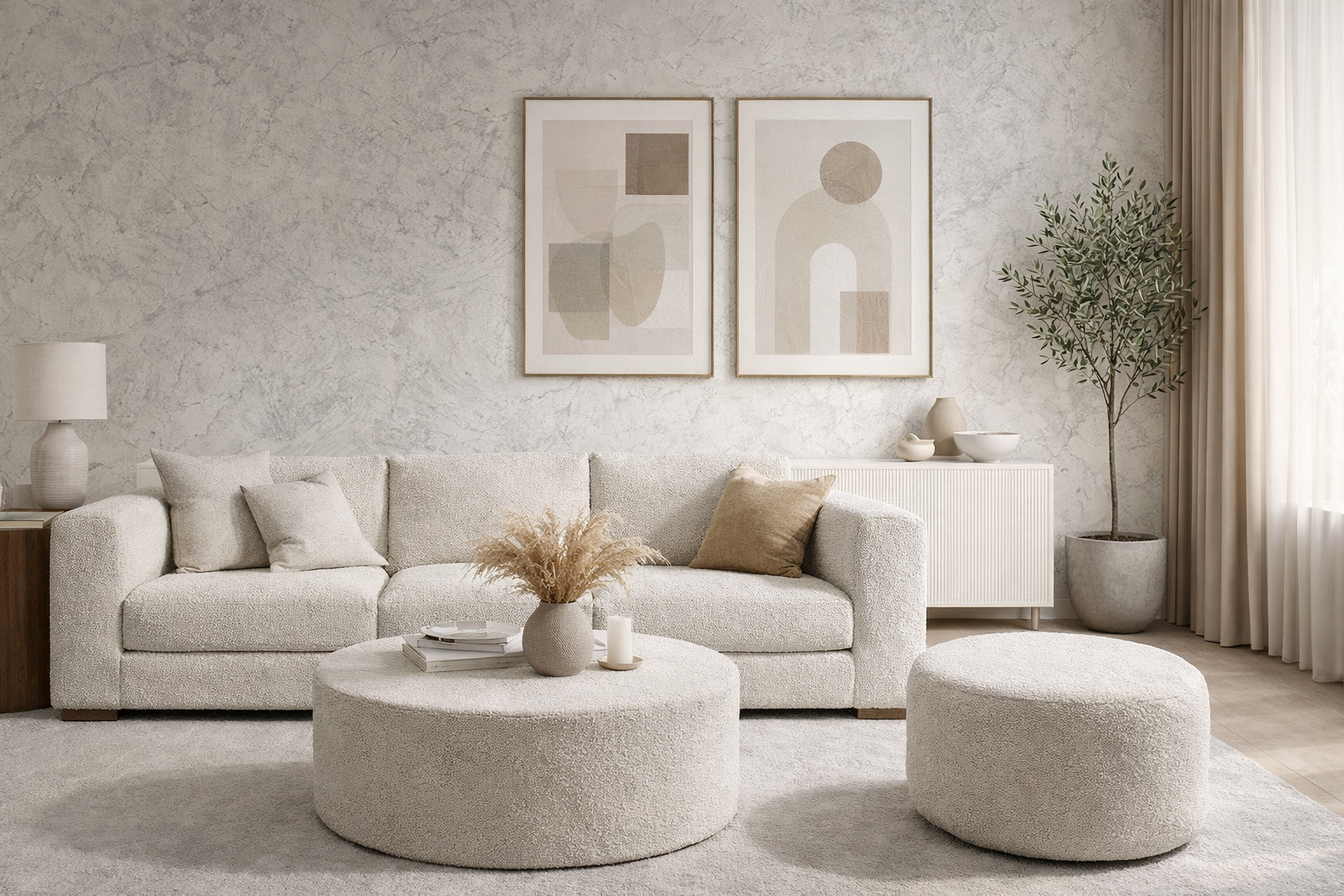 Grandeco Textured Vibes Vliestapete helle Marmoroptik im modernen Wohnzimmer